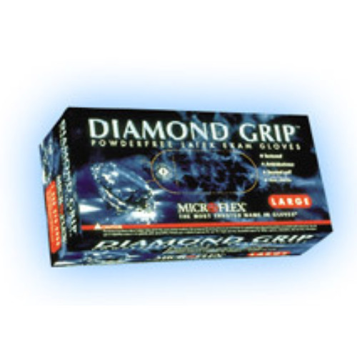 Diamond Grip Latex Gloves: MEDIUM Powder-Free 100/Bx