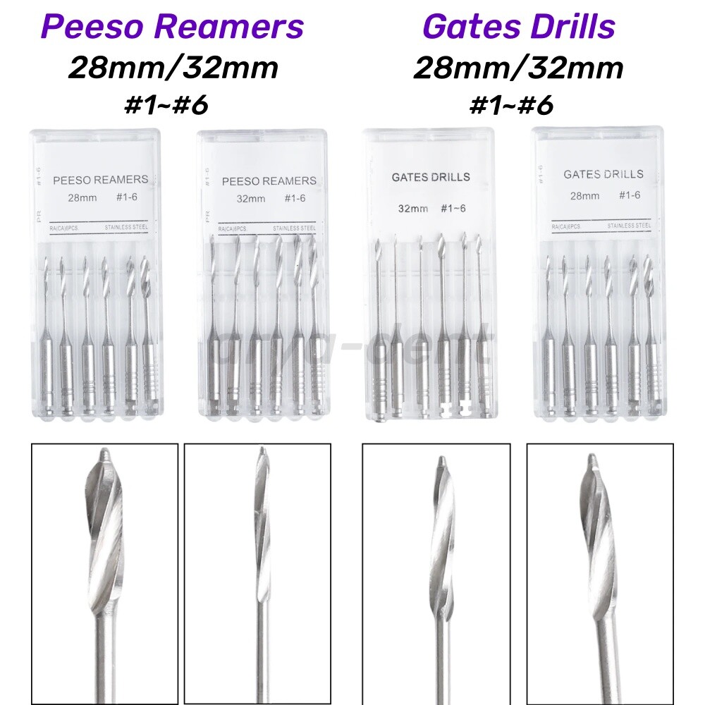 Dental Endodontic Gates Drills Peeso Reamers 32/28mm Stainless Steel Endo Files
