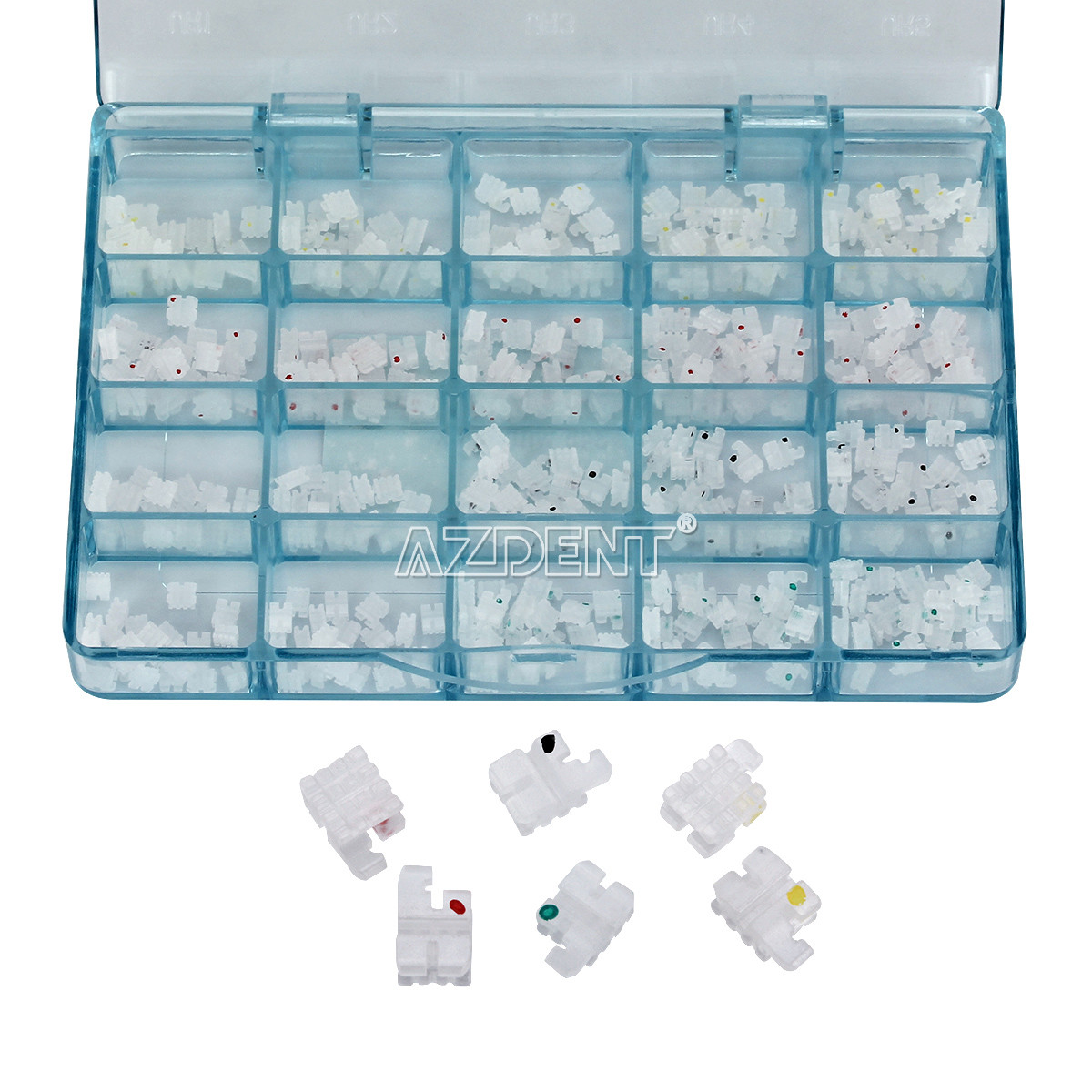 AZDENT Dental Orthodontic Ceramic Brackets Braces Roth MBT .022 Hooks 3 4 5
