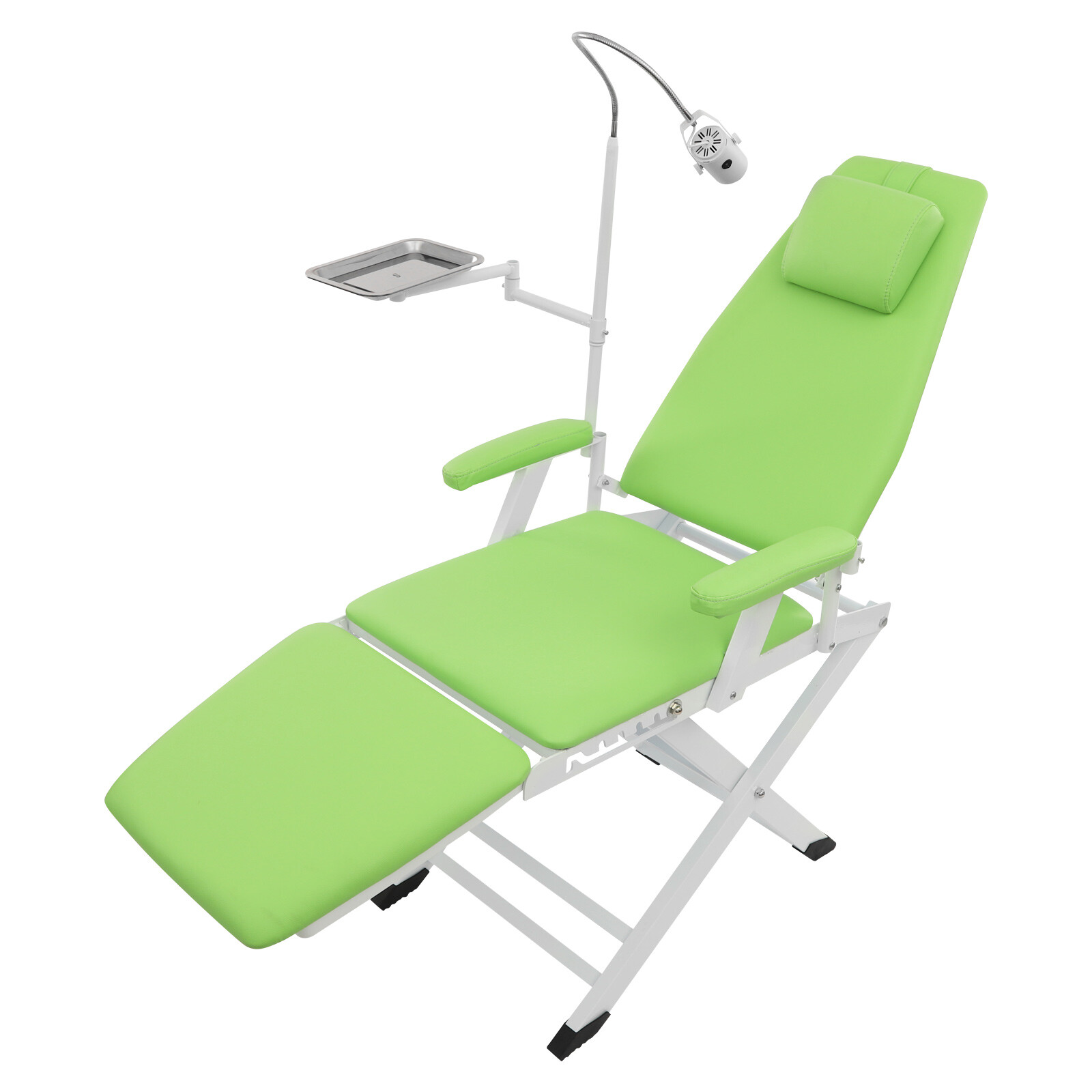 Portable Dental Chair Folding Mobile Chair Exam Chair Tilt with LED Light & Tray