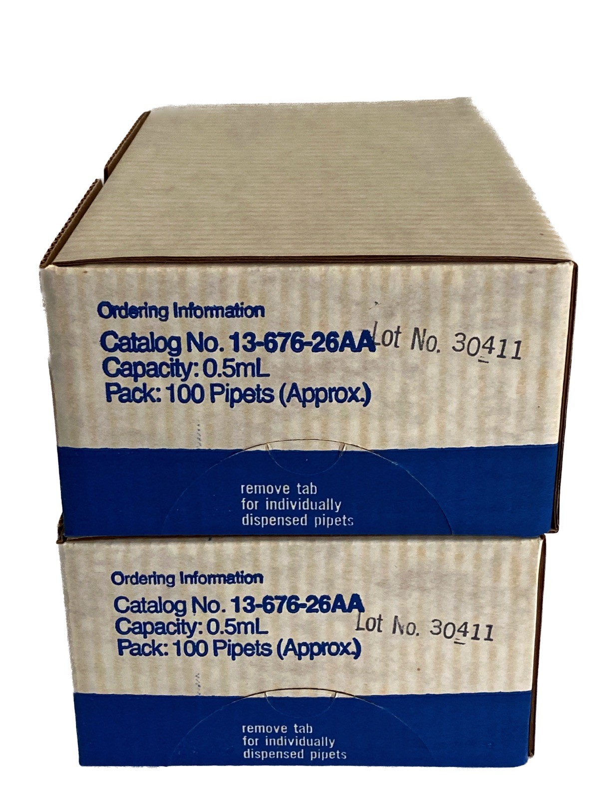 (~200) FISHERBRAND PYREX 0.5mL Disposable Glass Serological Pipettes 13-676-26AA