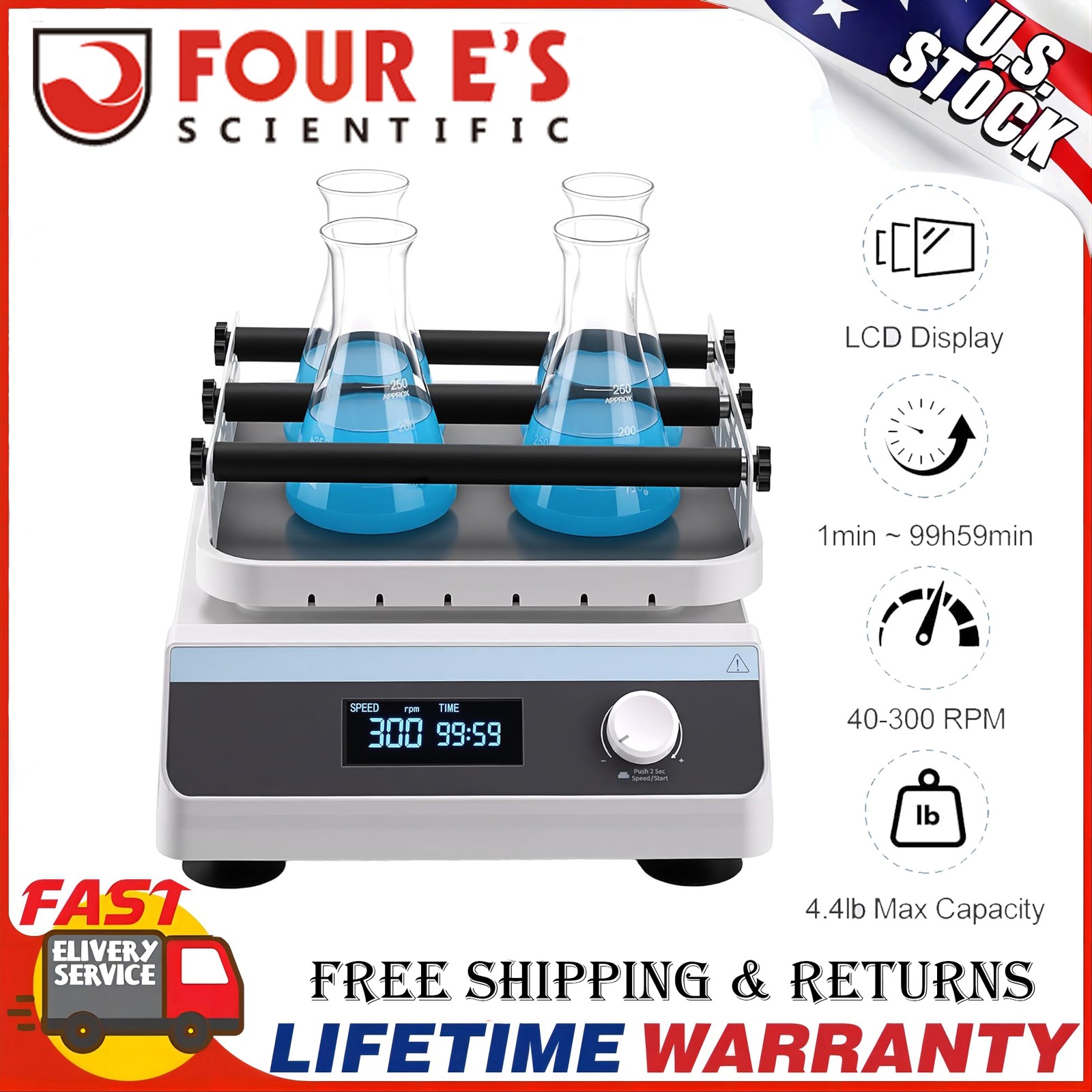 Oscillator Lab Mixer Orbital Shaker timer 40-300RPM 20mm Amplitude LCD Display