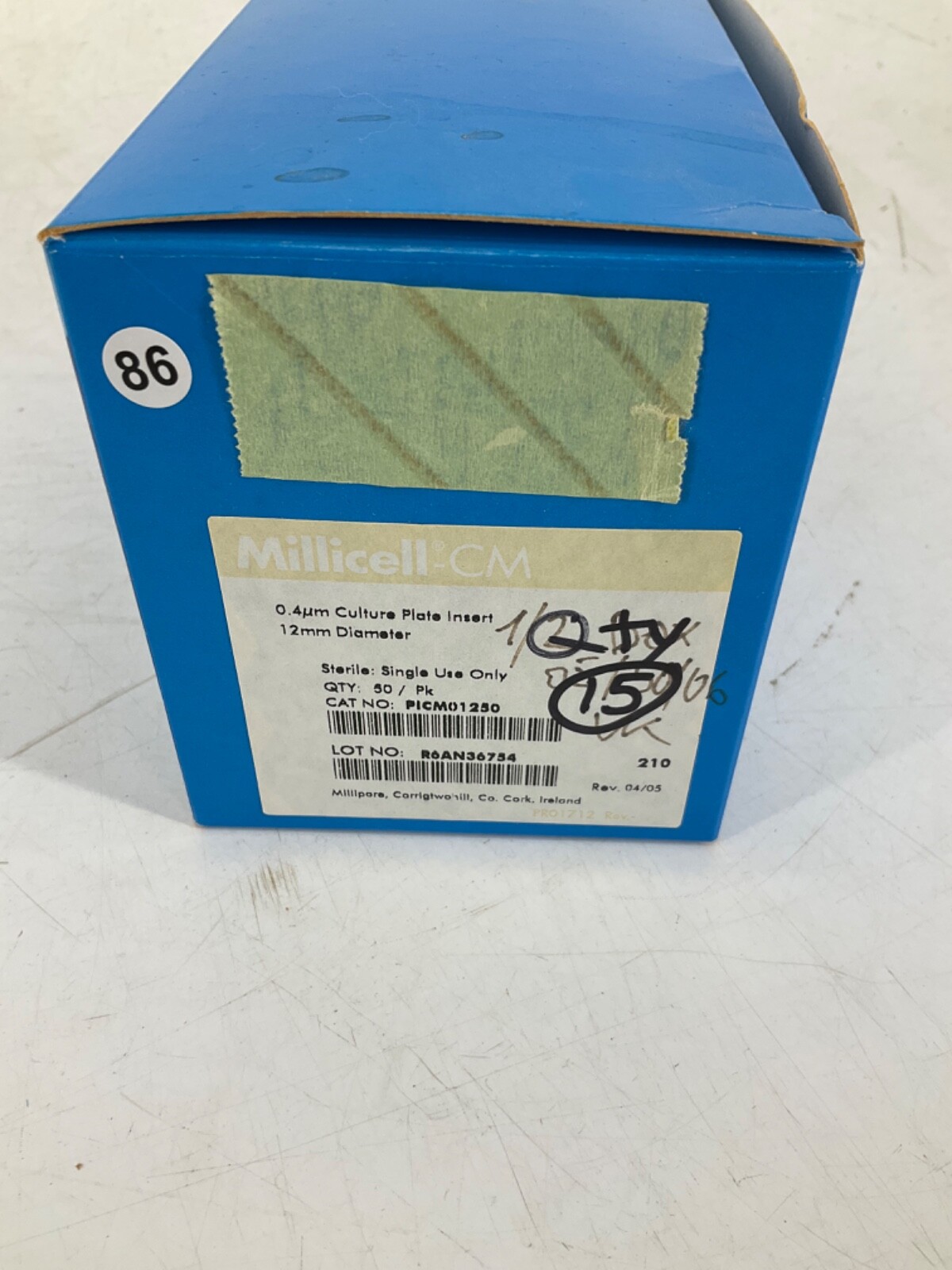 15 PACK Millipore PIHP01250 Millicell-CM 0.4 µm Cell Culture Plate Insert 12mm