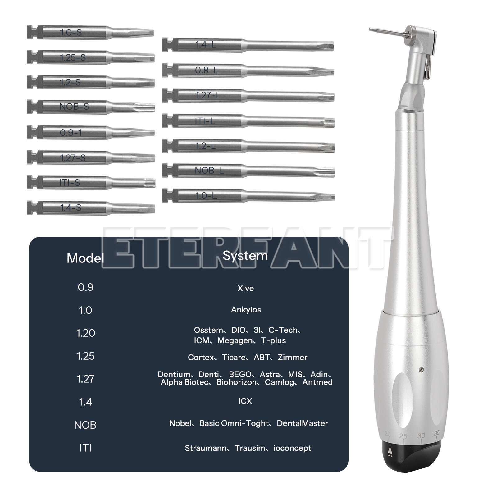 Dental Torque Wrench Universal Implant Kit Contra Angle&16 Drivers/Implant Kit