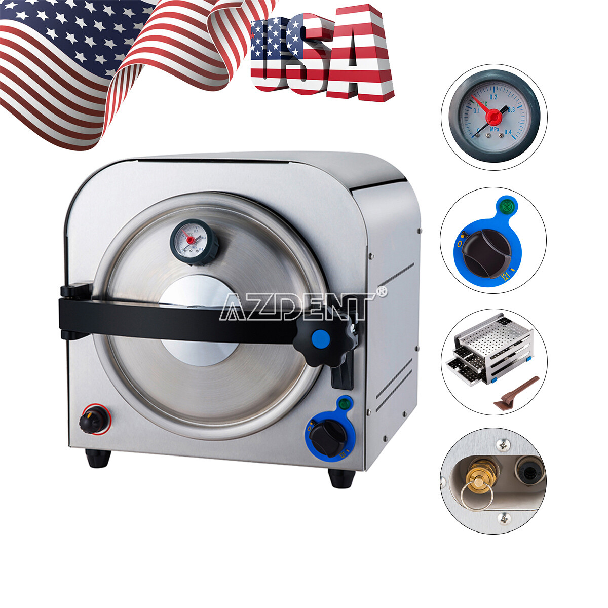 14L Dental Autoclave Steam Sterilizer Medical Sterilization Lab Equipment 900W