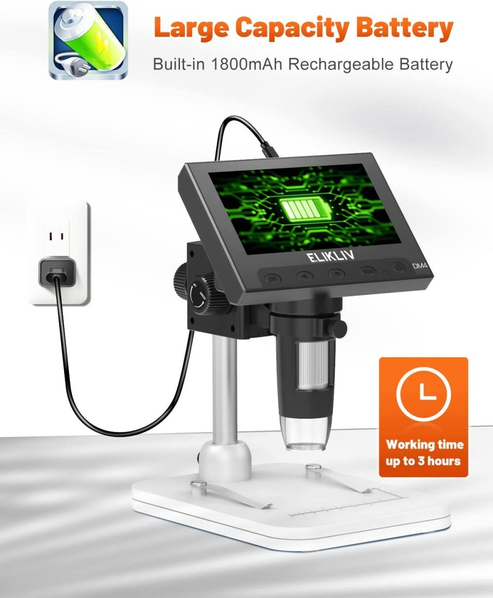 Elikliv Coin Microscope 1000X 4.3” LCD Digital Microscope with Screen USB HD