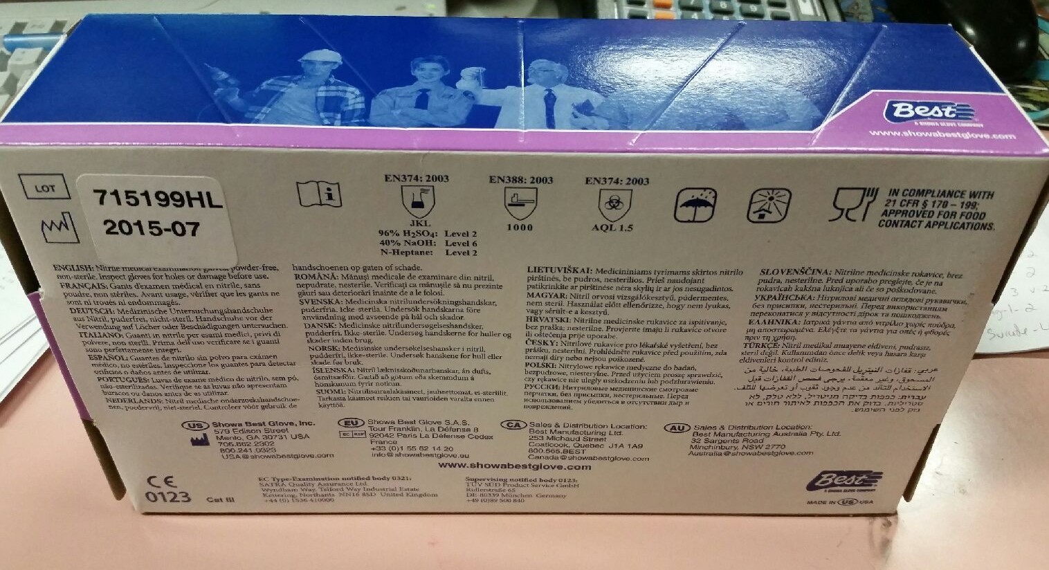 Showa N-Dex Nitrile Examination Gloves REF 8005PFM Box Non-Sterile 50ct Medium