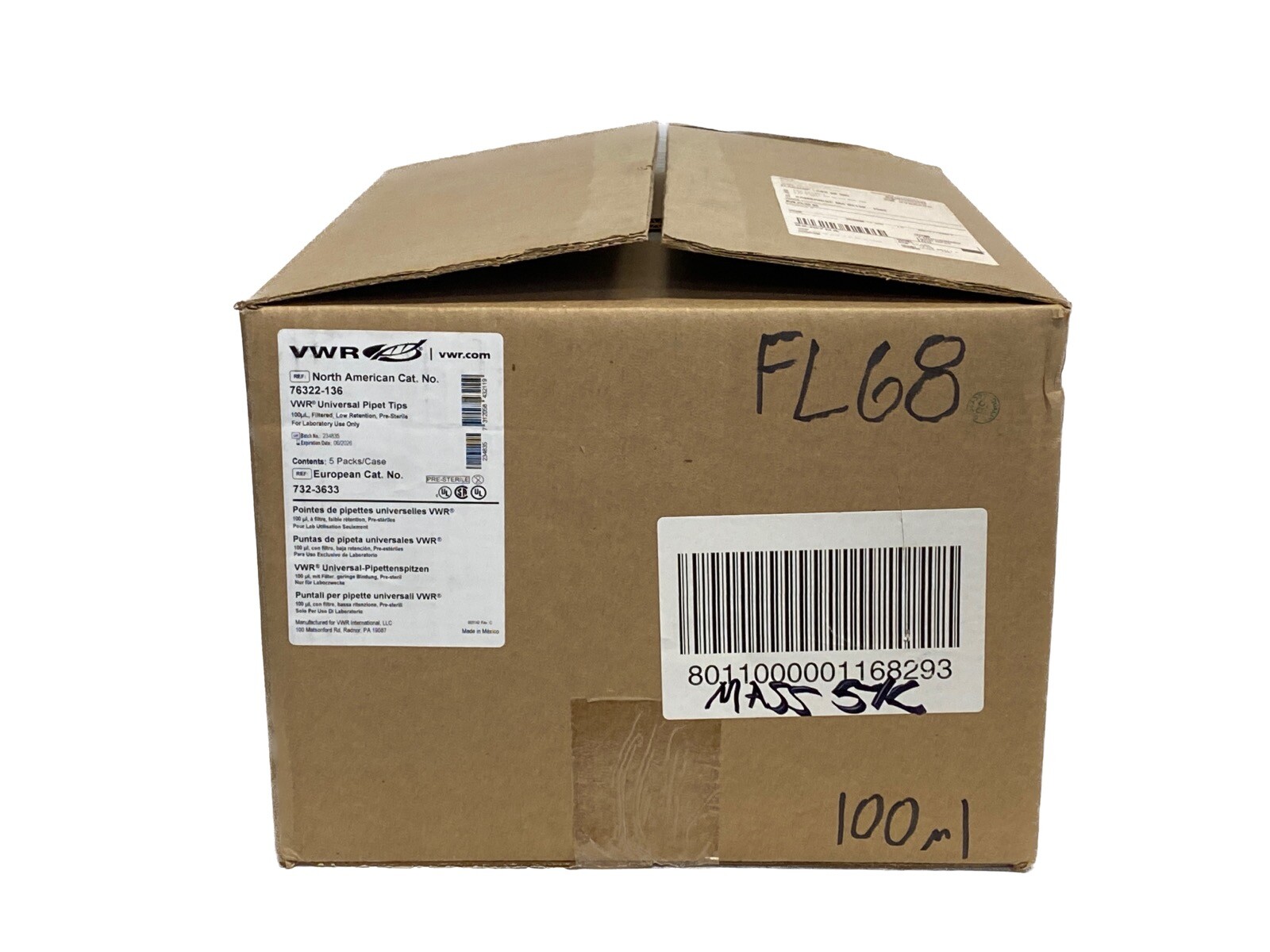 (4800/Cs) VWR 100uL Low Retention Filtered Pipet Tips 50×96/Rack 76322-136