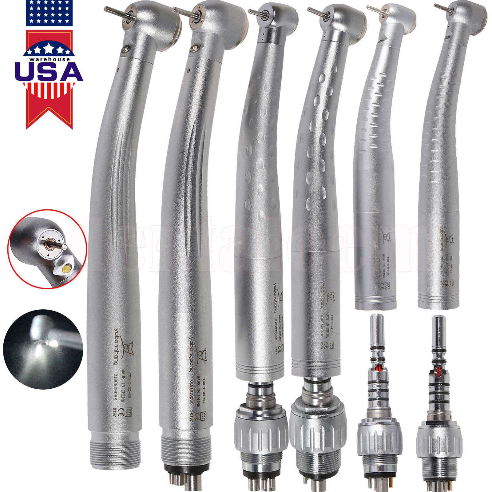 Yabangbang Dental High Speed / Fiber Optic LED Air Turbine Handpiece 2/4/6-Hole