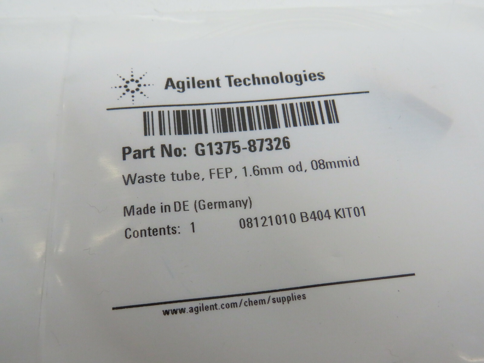 Agilent Technologies G1375-87326 Waste Tube FEP 1.6mm OD x 0.88mm ID