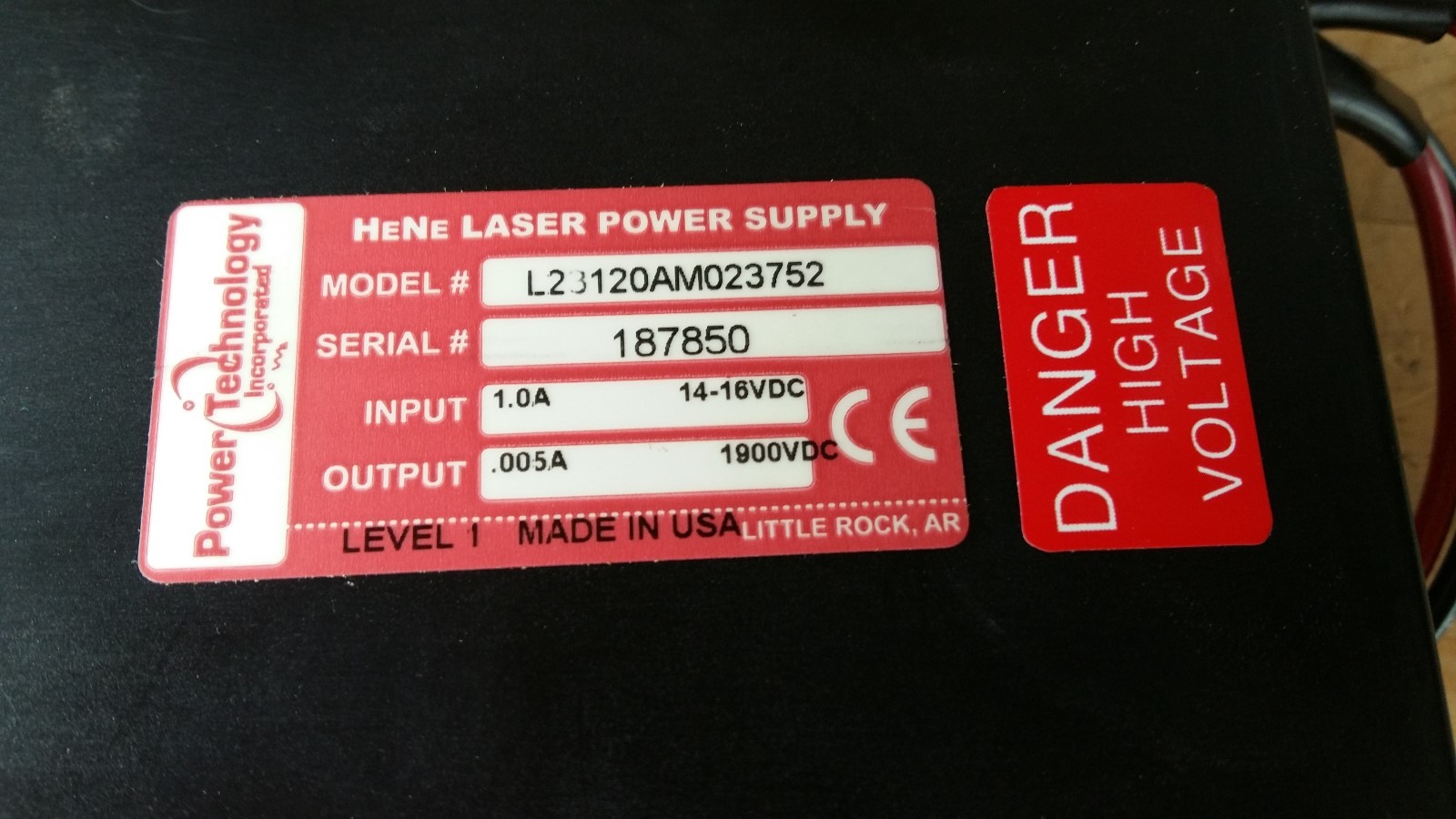 Power Technology L23120AM023752 HeNe Laser Power Supply for ZYGO 7701C/E