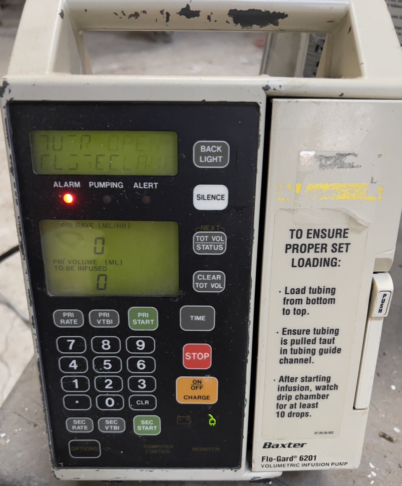 Baxter Flo-gard 6201 Infusion IV Fluid Pump Working