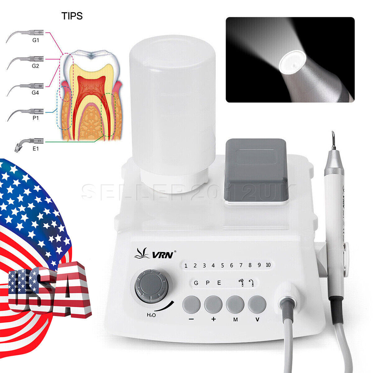 Woodpecker Style Dental LED Ultrasonic Scaler Scaling Perio Endo Handpiece+Tips