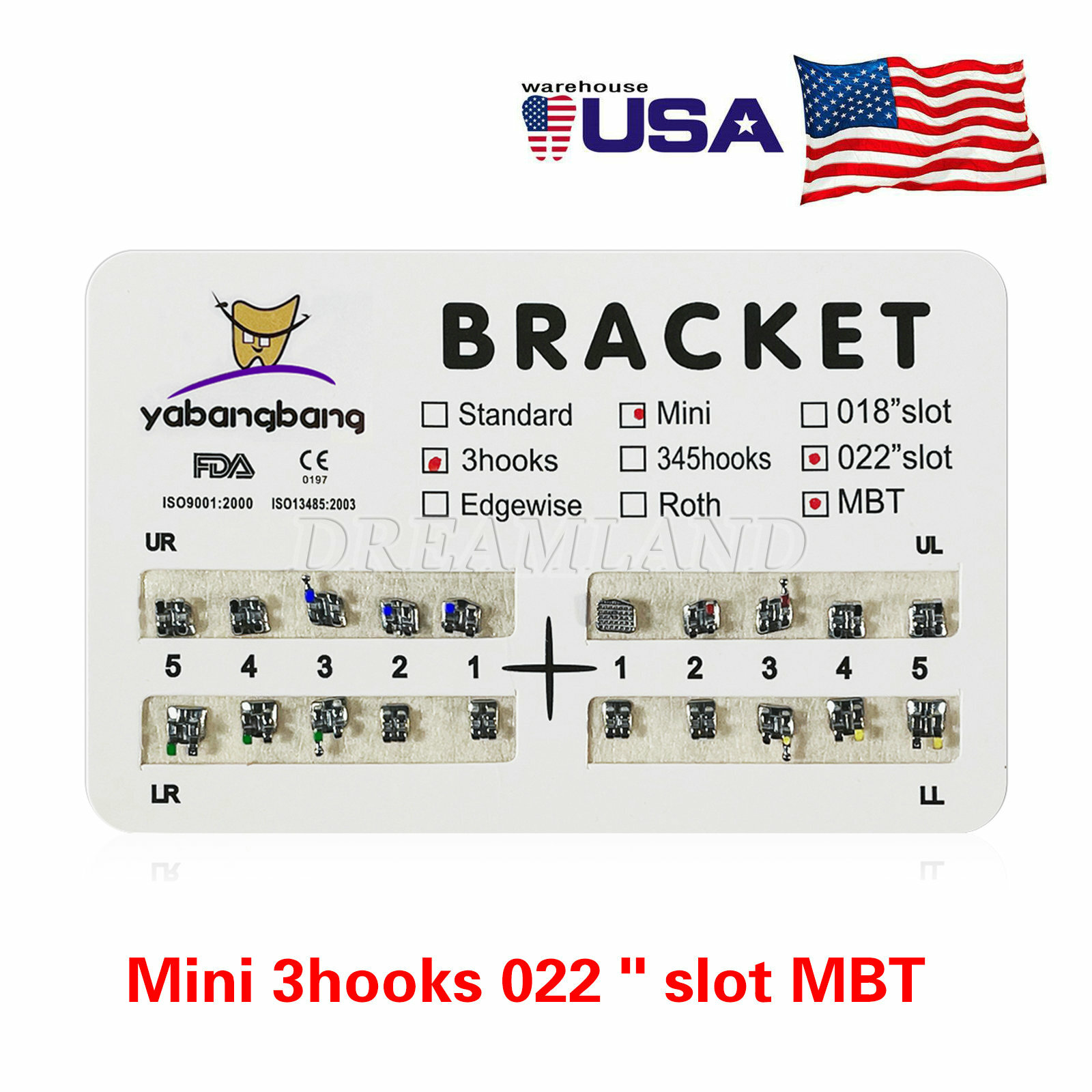 10 Packs Dental Orthodontics Metal Mini MBT 022 Slot 3 Hook Brackets Braces 4#