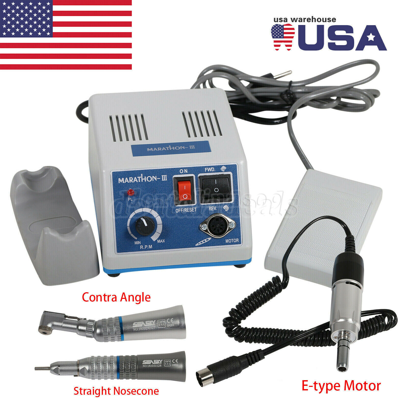 Dental Lab Marathon M-III Electric Micromotor /Contra Angle /Straight Handpiece
