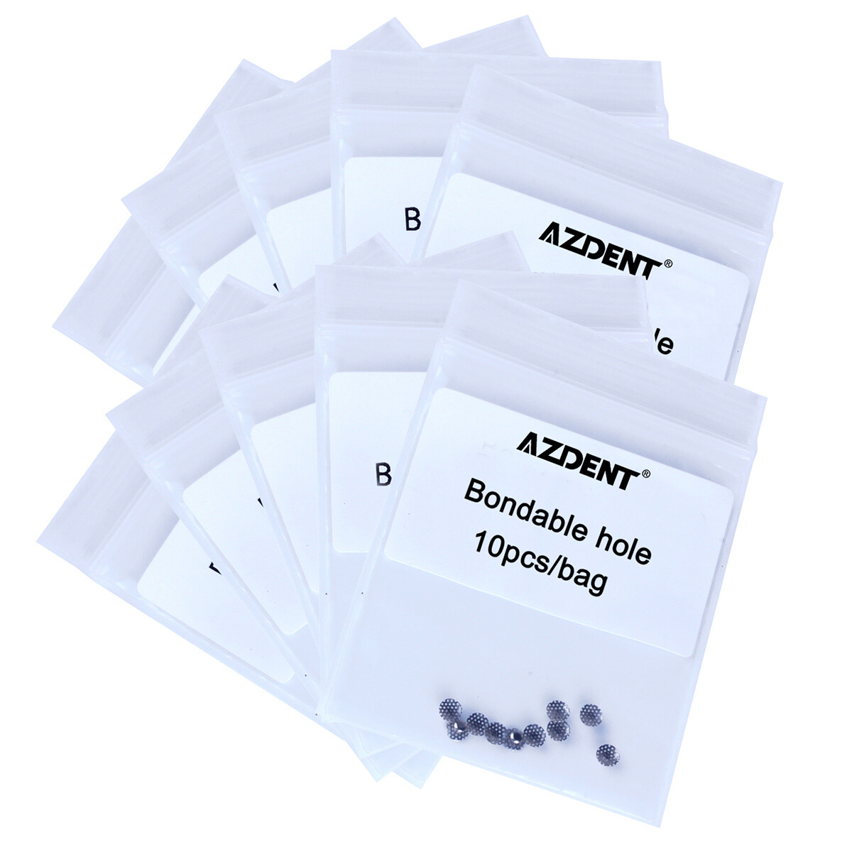 10 Pks AZDENT Dental Ortho Bondable hole Lingual Button Mesh Base TOMY Type
