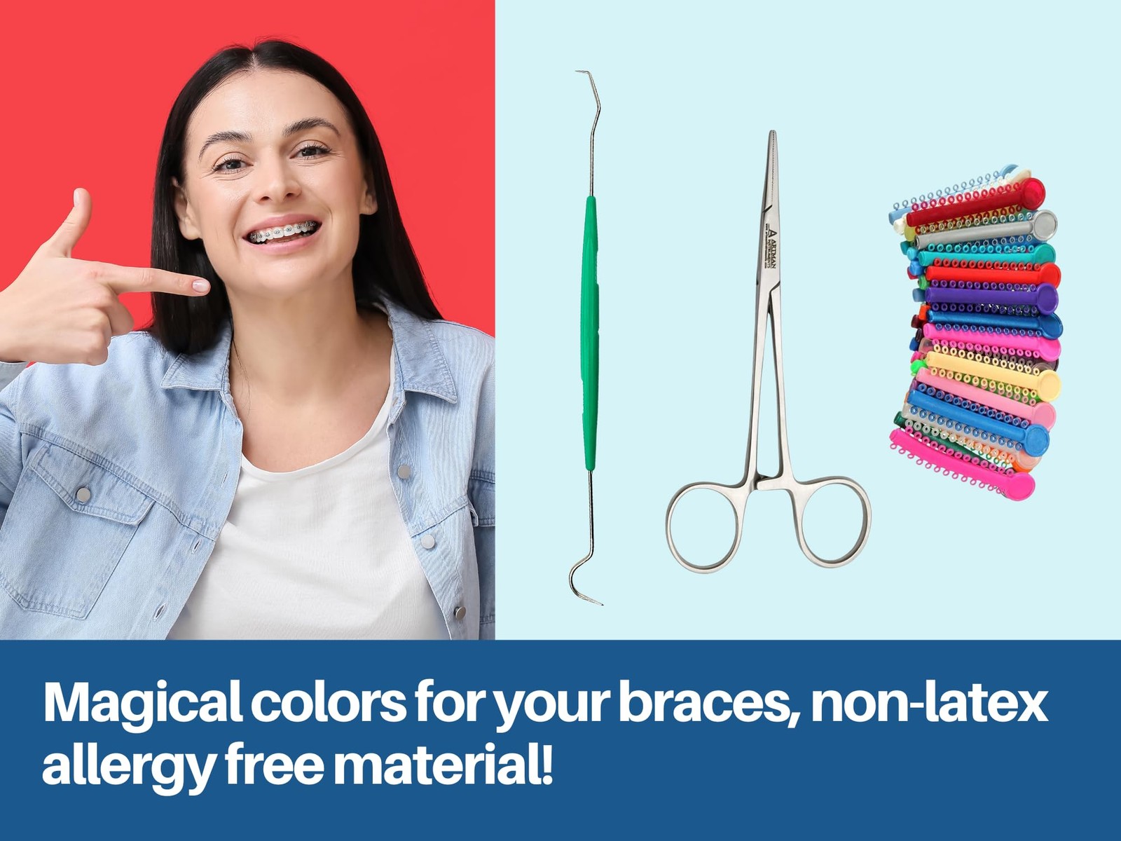 Ligas para Brackets Ortodoncia Dental braces 30 ml (Pack of 1115), Multicolor