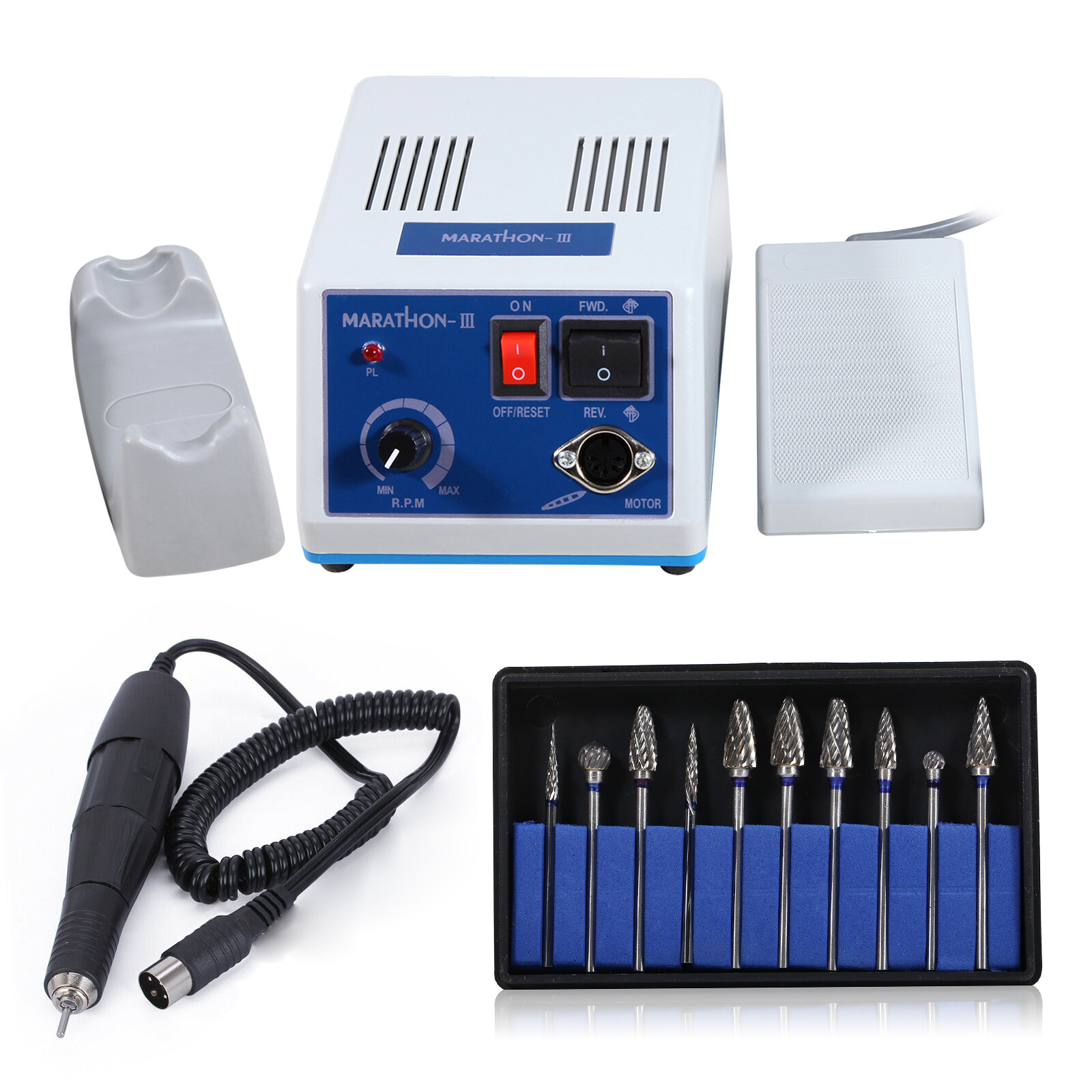 Dental Lab Marathon N3-III Micromotor /35K RPM Handpiece /Polishing Burs