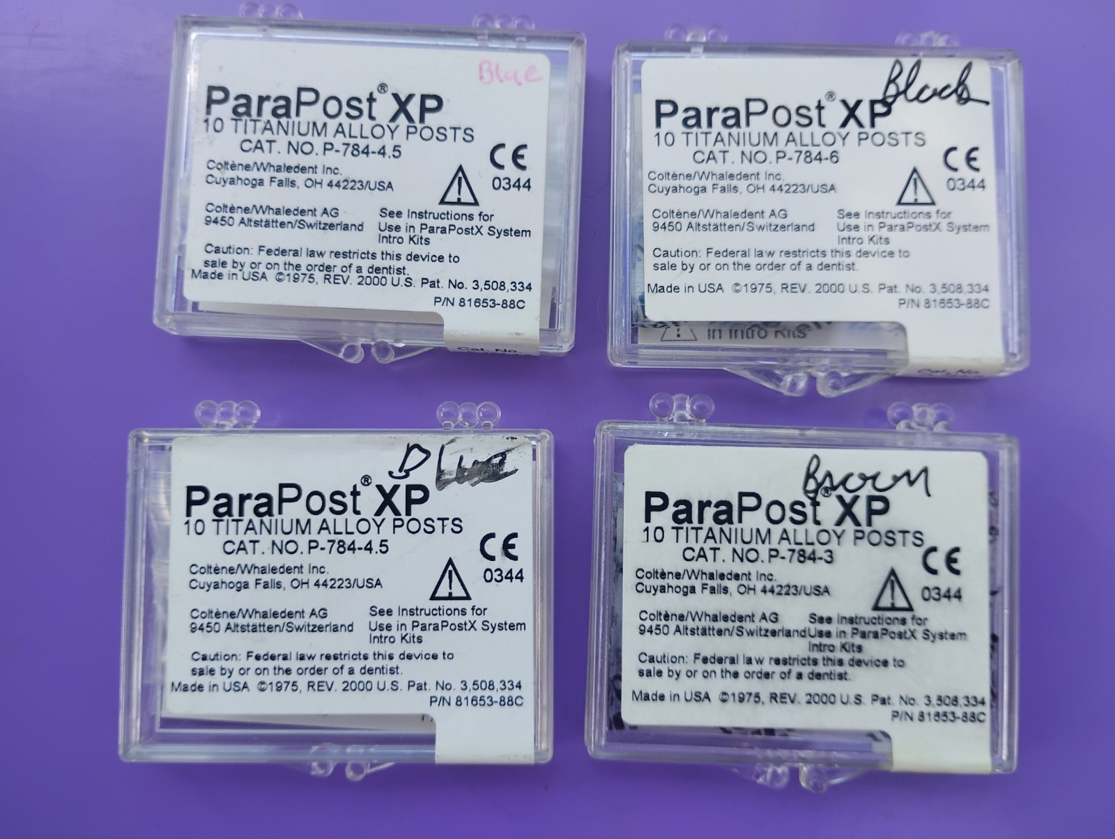 Lot Of 4 Coltene/Whaledent Posts Titanium Alloy 10pk **40 Posts