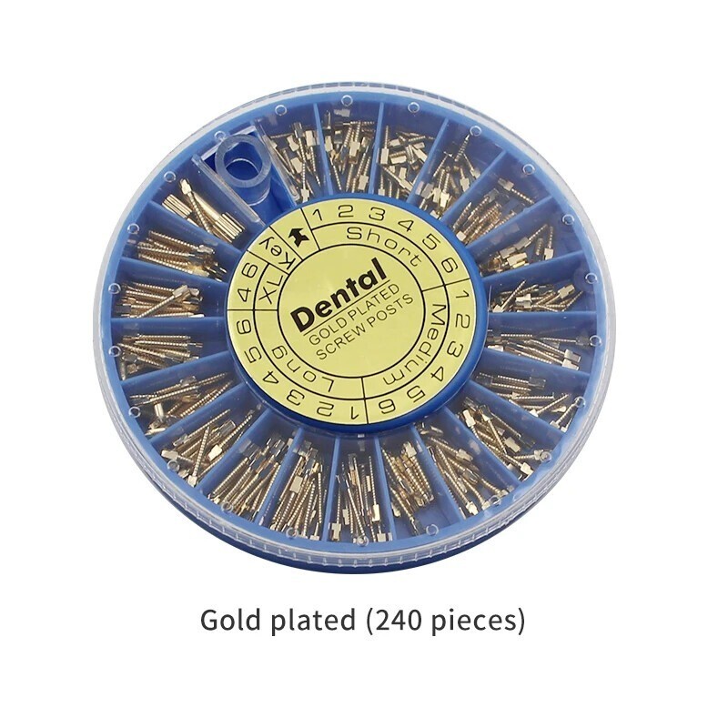 120PCS Dental Screw Post Titanium Kit Gold/Silver Plated Conical Root Canal Pins