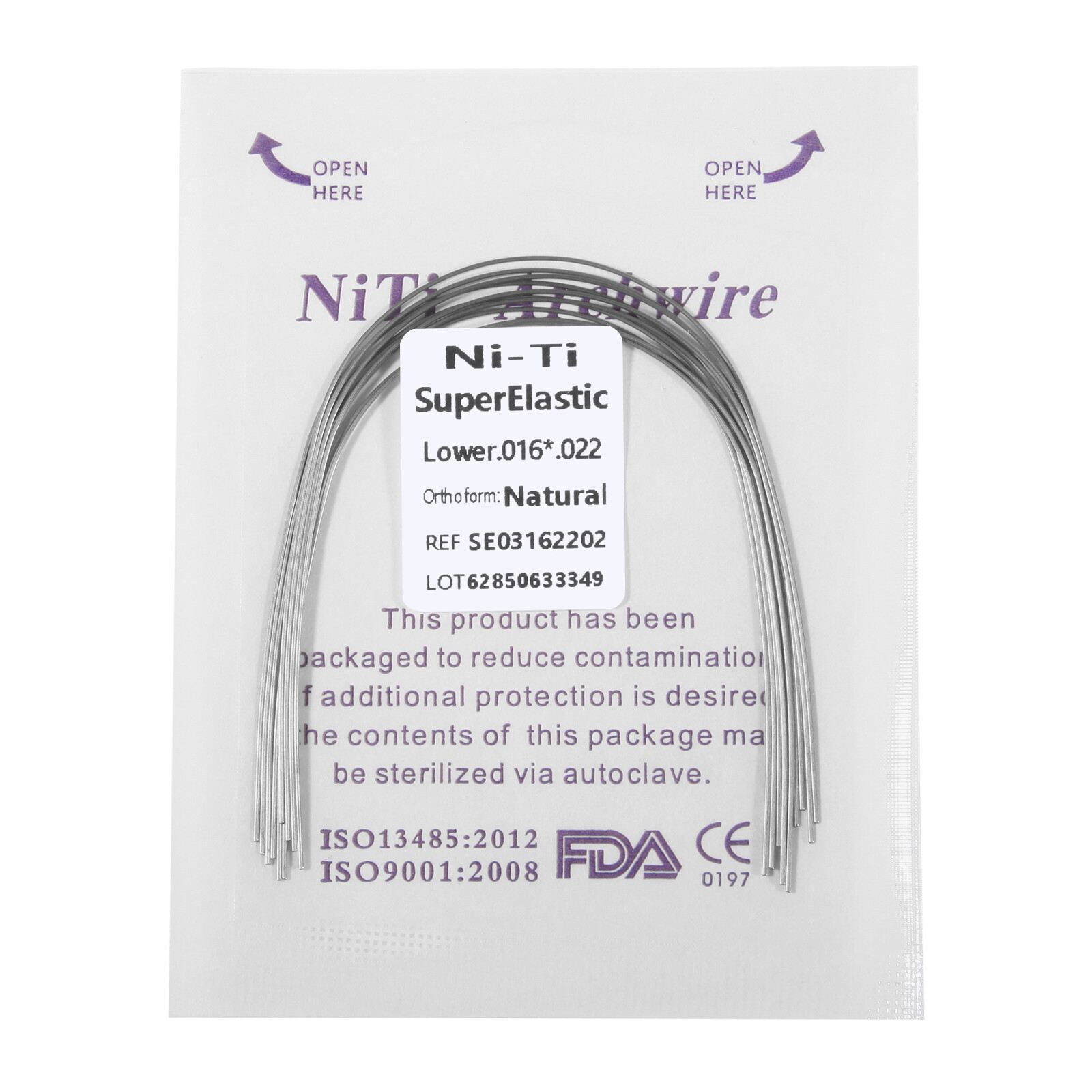 Dental Ortho Niti Natural Form Elastic Rectangular Arch Wires 16*22 Upper Lower
