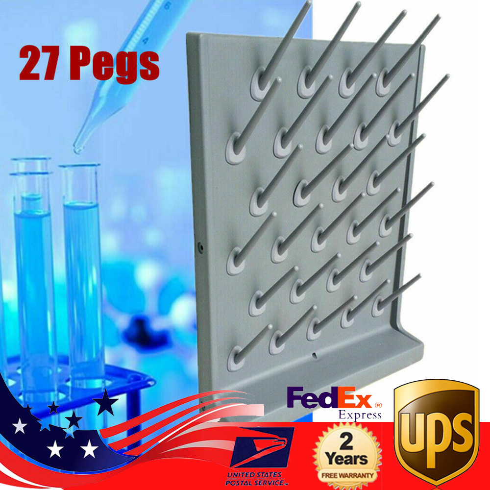 Lab Use Drying Rack 27Pegs Pegboard PP Wall Mounted for Glassware Removable