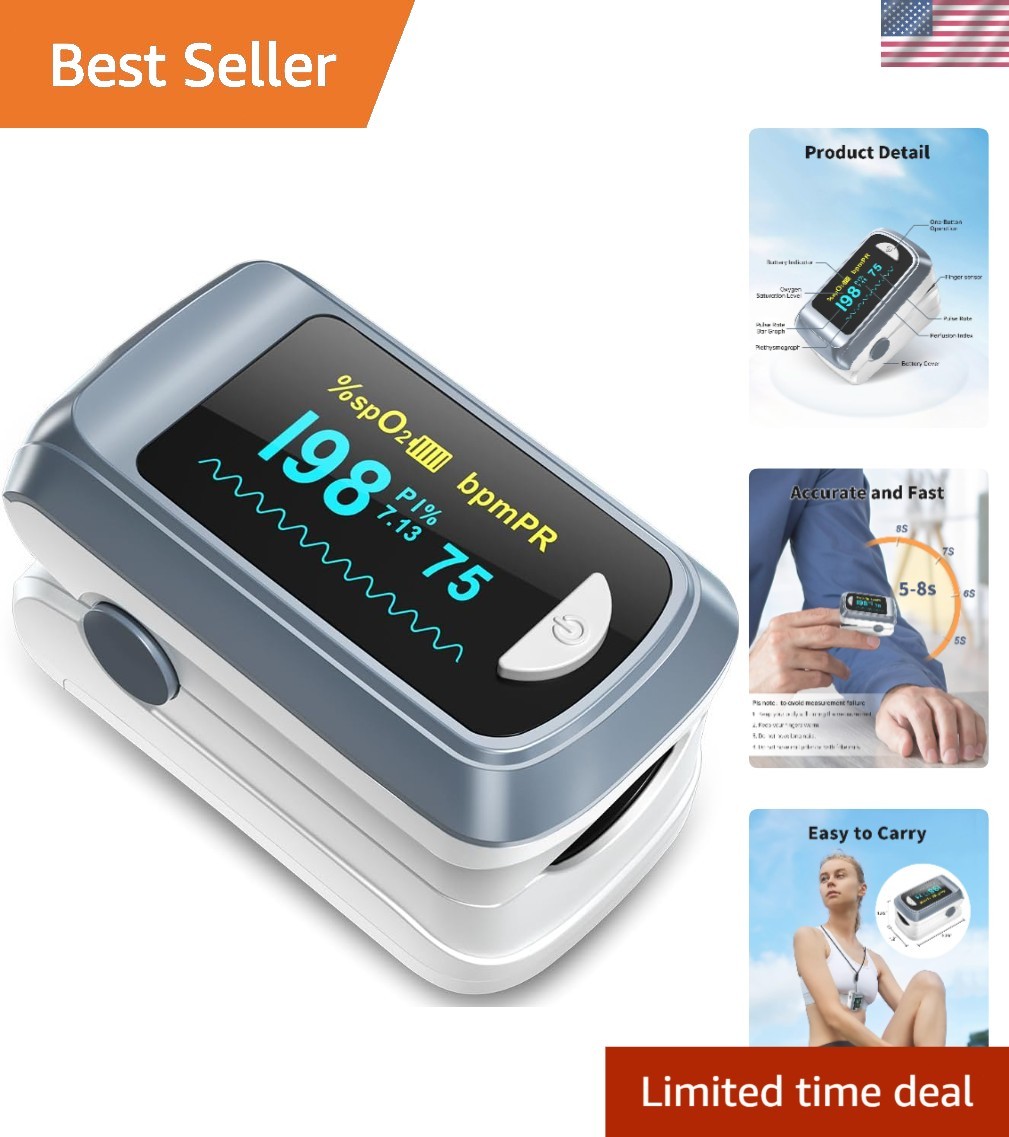Pulse Oximeter Blood Oxygen Monitor Heart Rate SpO2 OLED Display