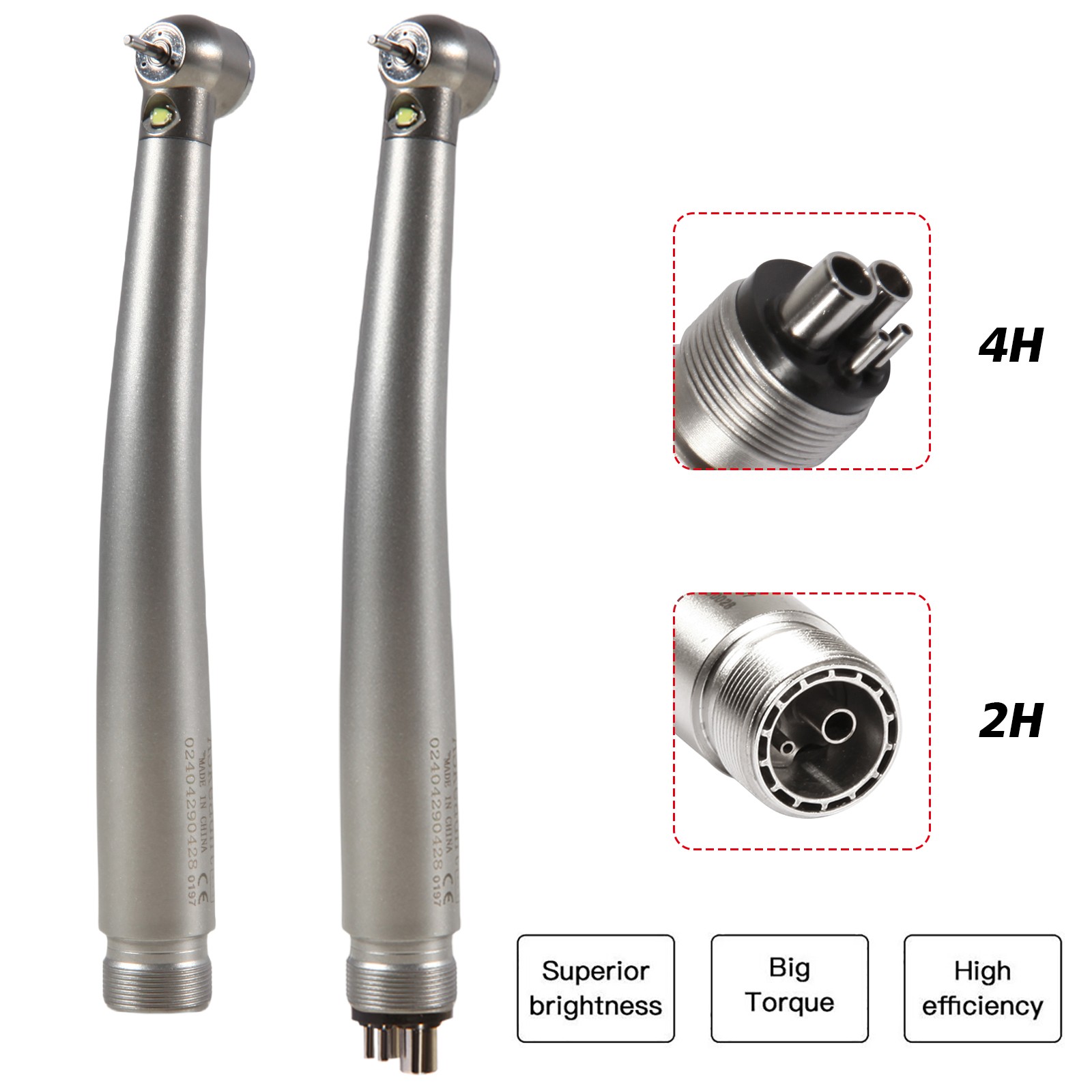 Dental Fiber Optic E-generator LED High Speed Handpiece Turbine 2/4H ASkeadnt ns