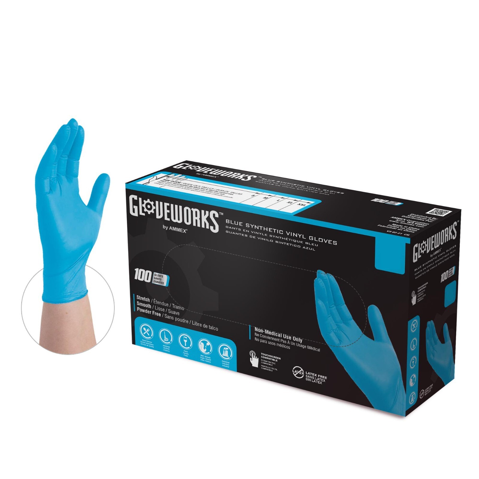 Gloveworks Vinyl Disposable Gloves MEDIUM Size 100 pcs Latex Free Non-Medical