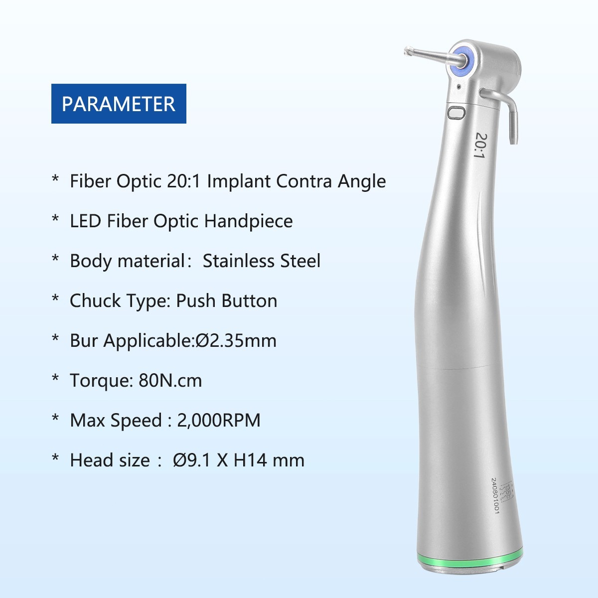 Dental 20:1 Implant Surgery Low Speed LED/ Contra Angle Handpiece