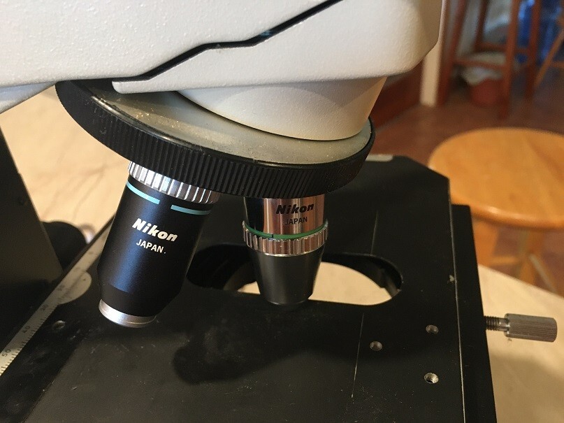 Nikon Labophot Microscope WITH 4 NIKON OBJECTIVES. Note WITHOUT EYEPIECES
