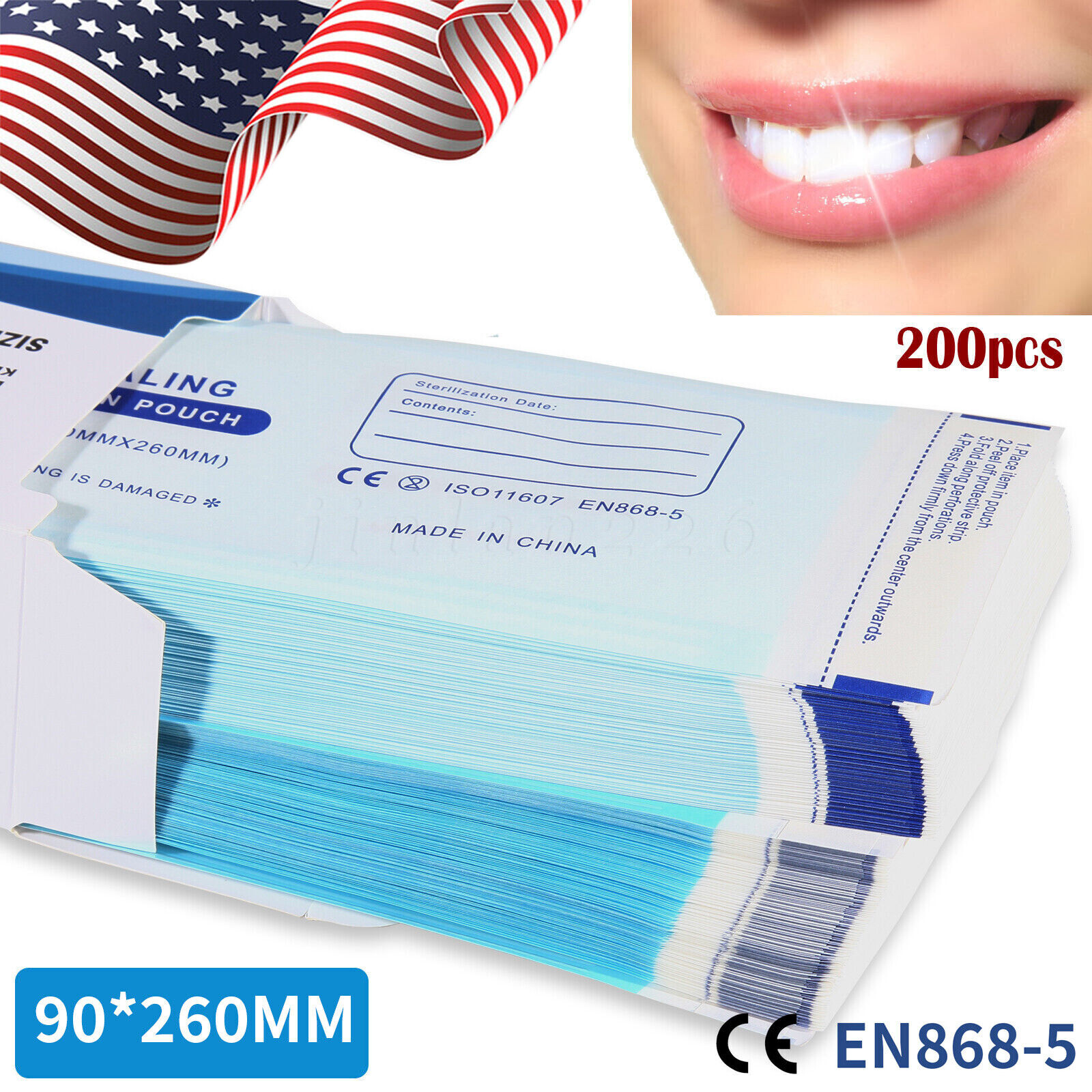 200-2000 3.5″ x 10″ Self-Sealing Sterilization Pouch Sterilizer Bag Autoclave
