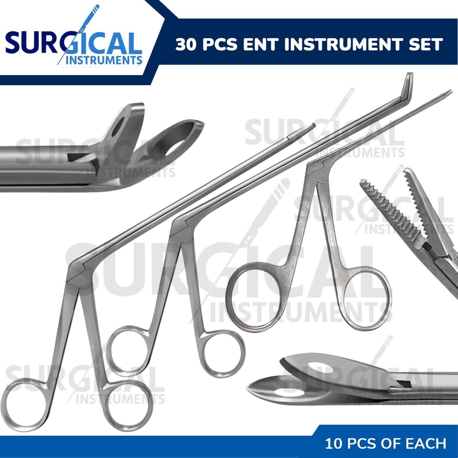 30 Pcs ENT Instrument Set Micro Alligator Wilde Blakesley Up & Straight German G