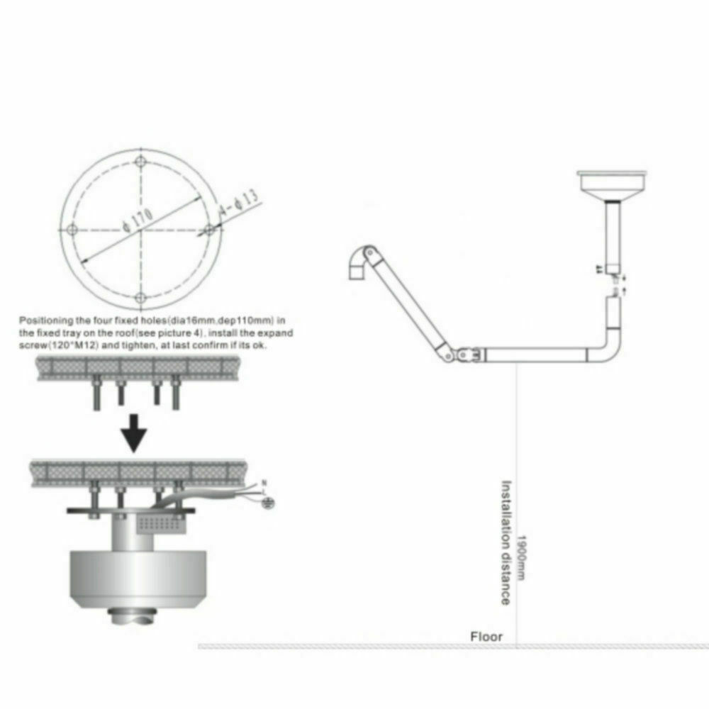 Dental Medical 36W LED Ceiling Mounted Exam Cold Light Shadowless Lamp 800mm US