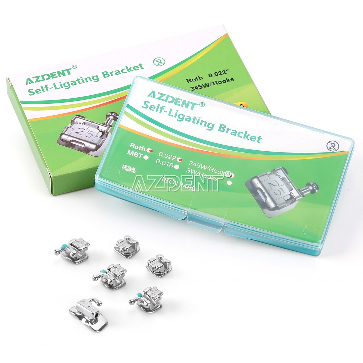 AZDENT Dental Orthodontic Self-Ligating Brackets Braces Roth 022 Hooks 3 4 5
