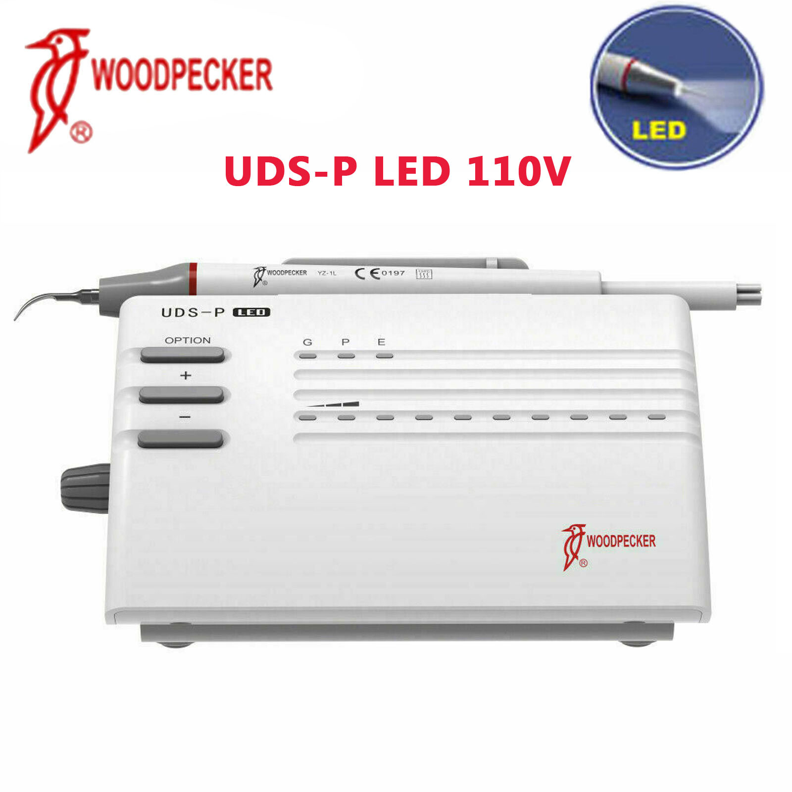 Original Woodpecker UDS-P LED Dental Ultrasonic Piezo Scaler Cavitron 6 Tips FDA