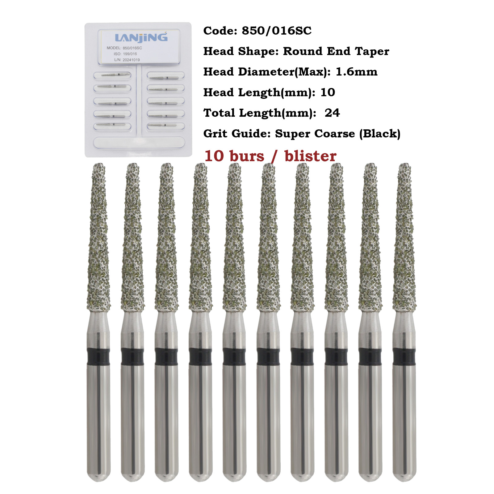 Dental Diamond Burs FG Round End Taper 856 850 Super Coarse Fine High Speed Burr