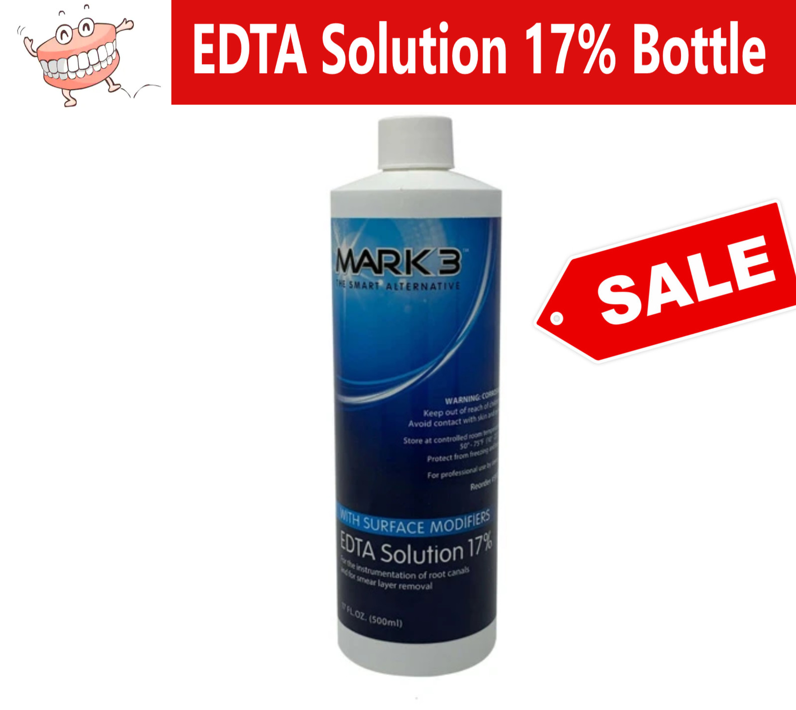Dental EDTA Solution 17% with Surface Modifiers For Root Canal 17oz/Pk Mark3 USA