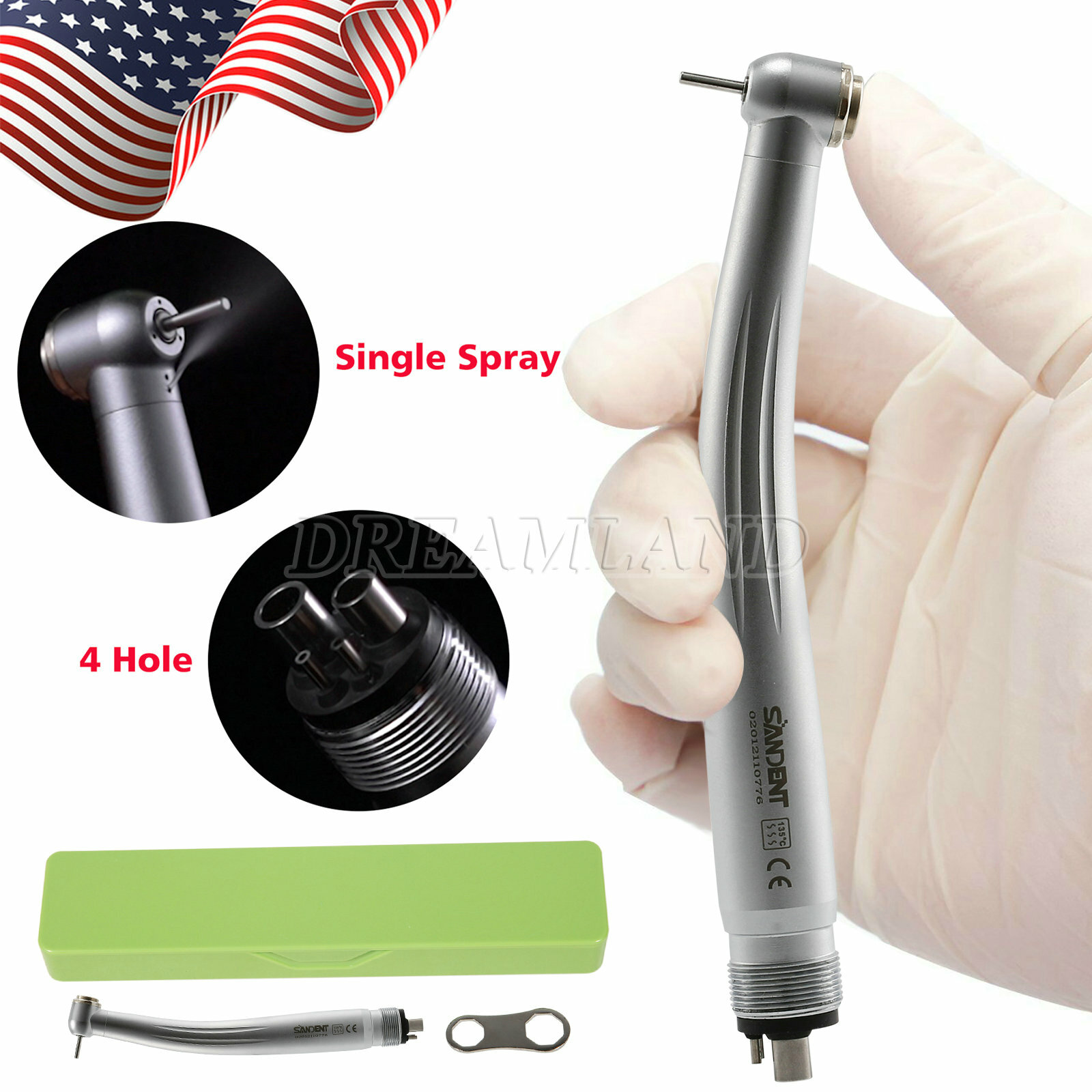 SANDENT Dental Fast High Speed Handpiece Air Turbine 4 Holes 135°C