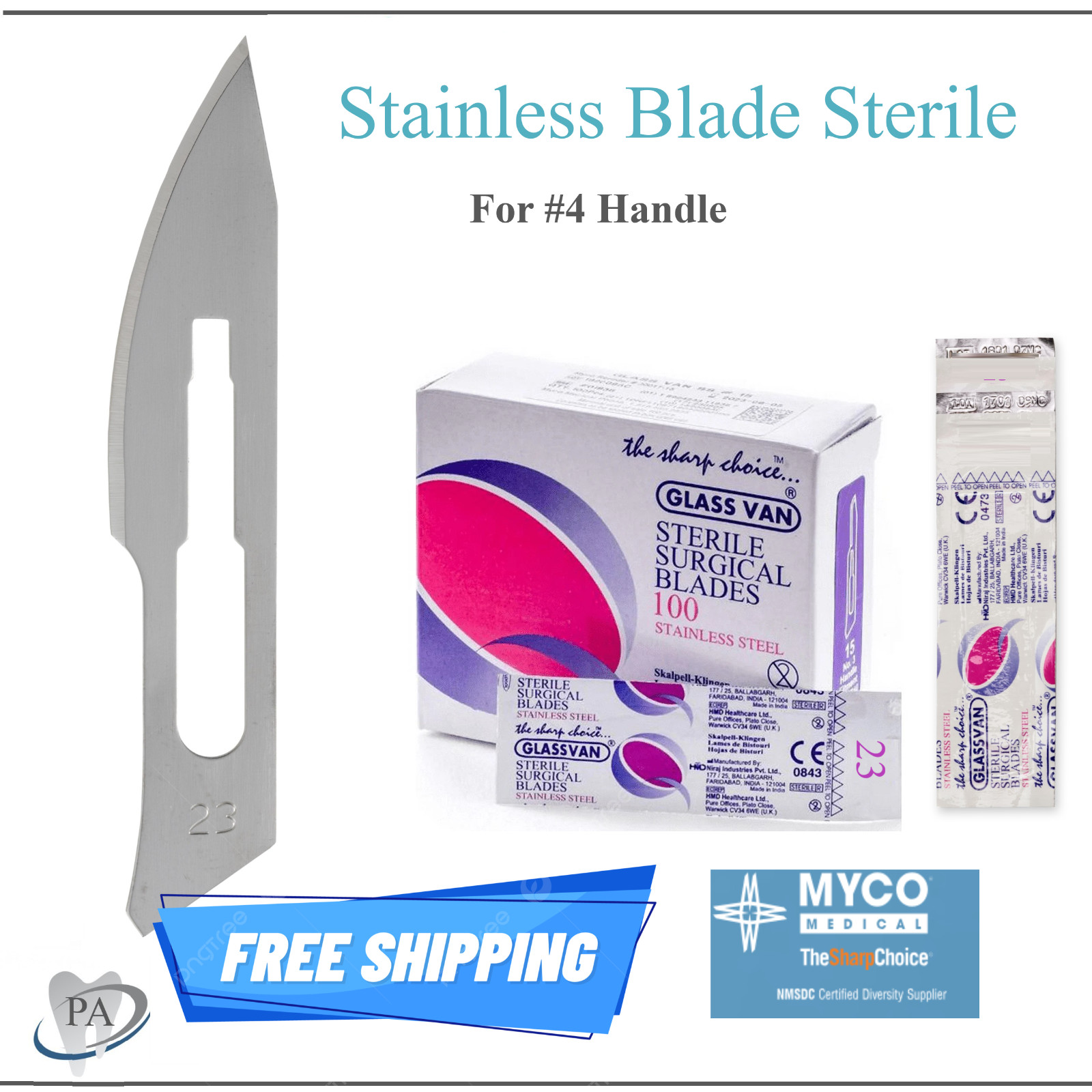 Dental GLASSVAN 3001T-15C Surgery Blades, 15C, Carbon, Steel Baldes, 10- 100/bx