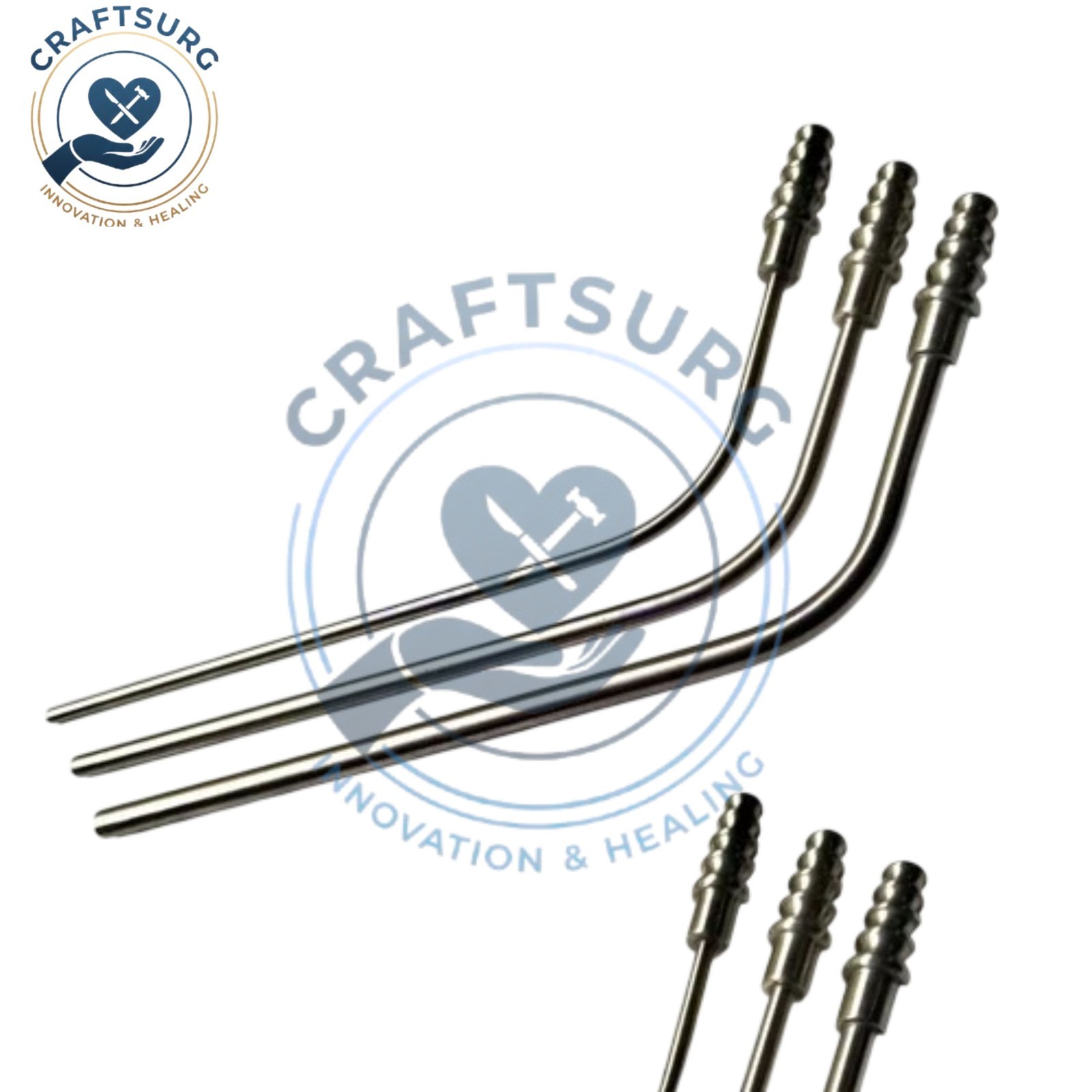 3 X Yasargil Suction Cannula w/Luer-driling 2mm,3mm,4mm Neurosurgery Instrument