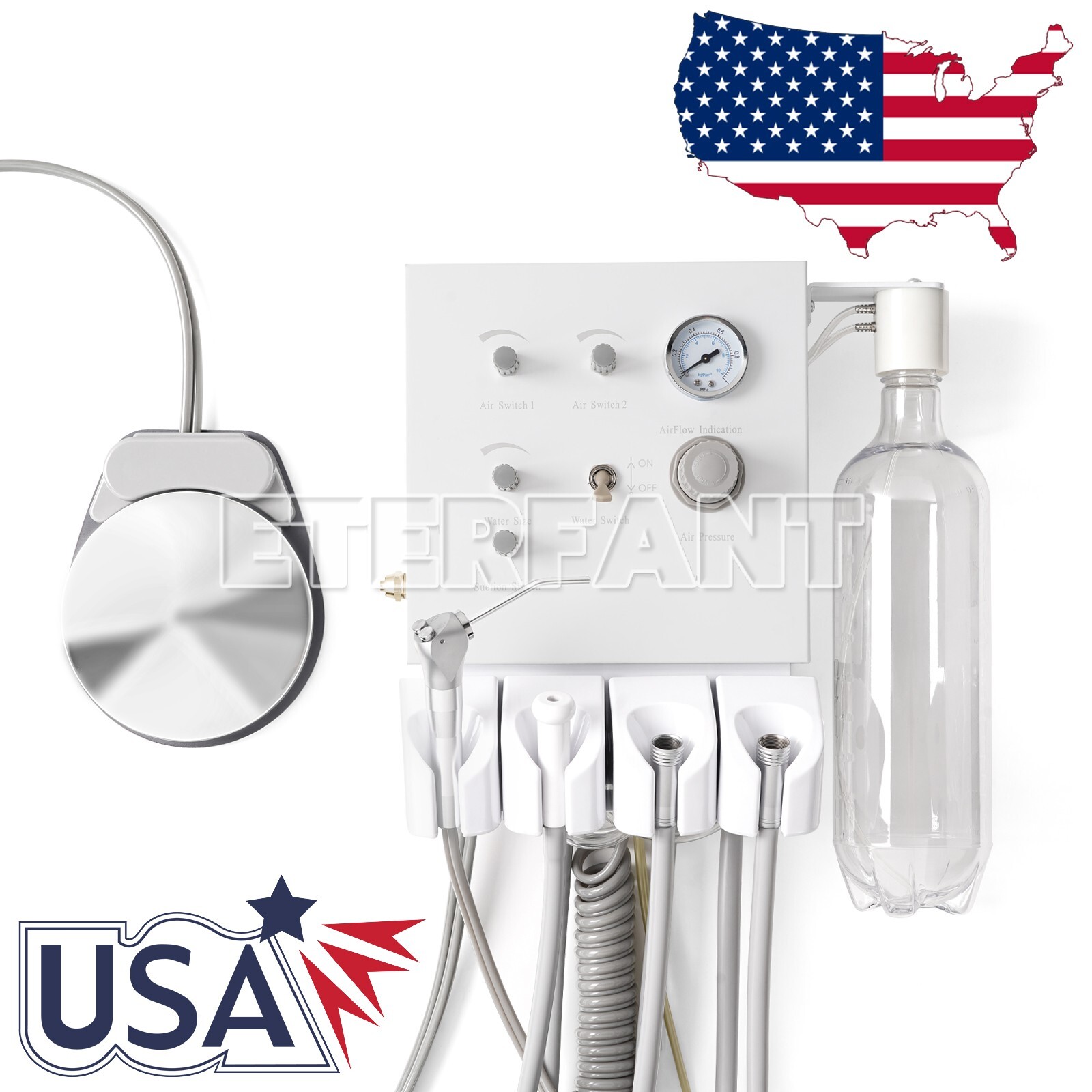 Portable Dental Turbine Unit 4 Hole with Weak Suction Work with Air Compressor