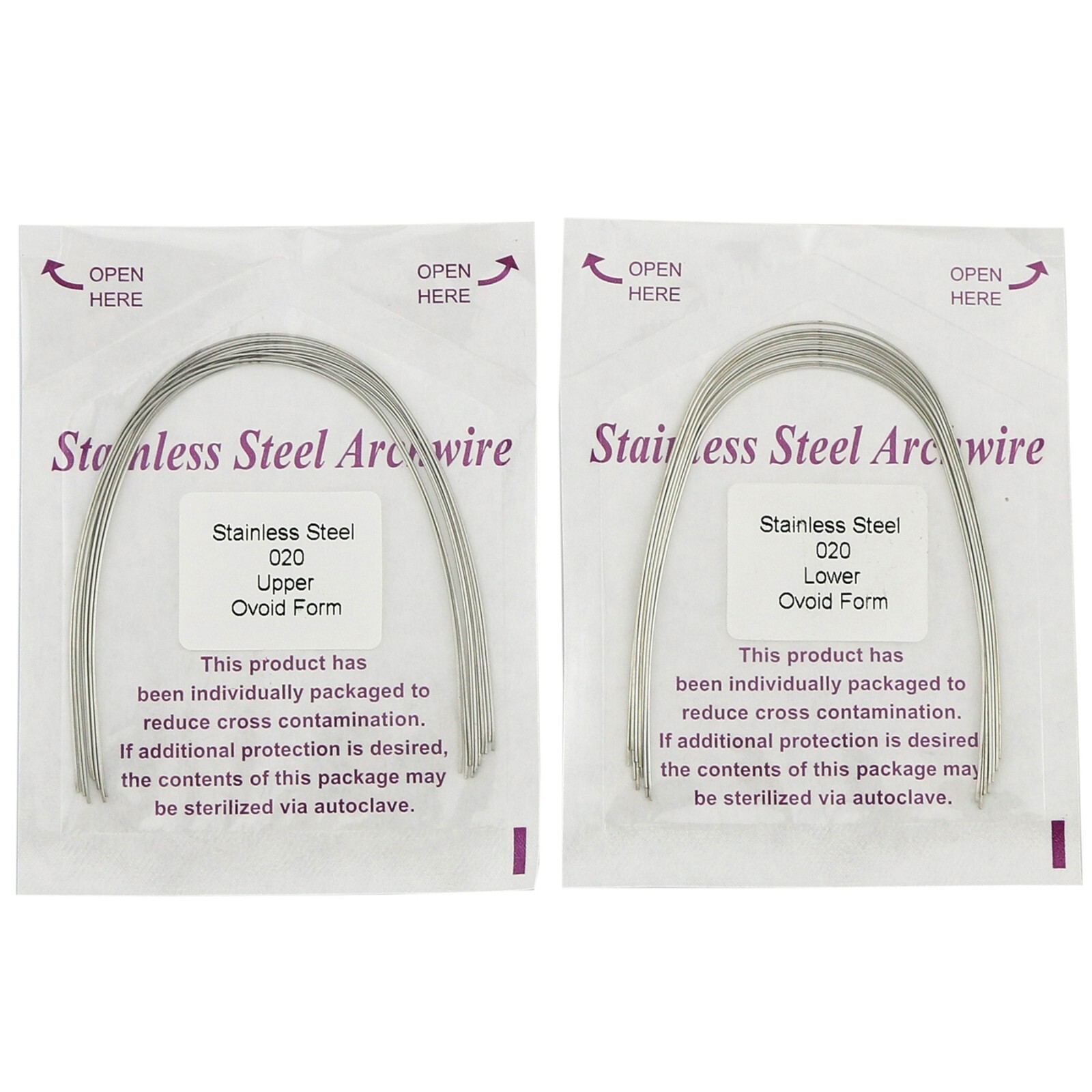 100Pcs Dental Ovoid/Natural Ortho Round Stainless Steel Arch Wire Form 012-20U/L