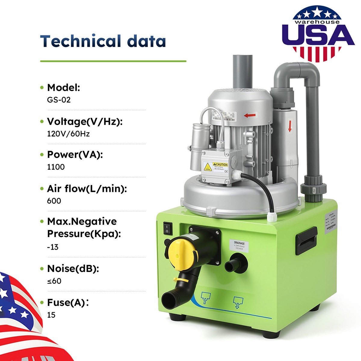FDA CE Dental Mobile Suction Unit Pressure Pump Strong Suction 300L/600L/min