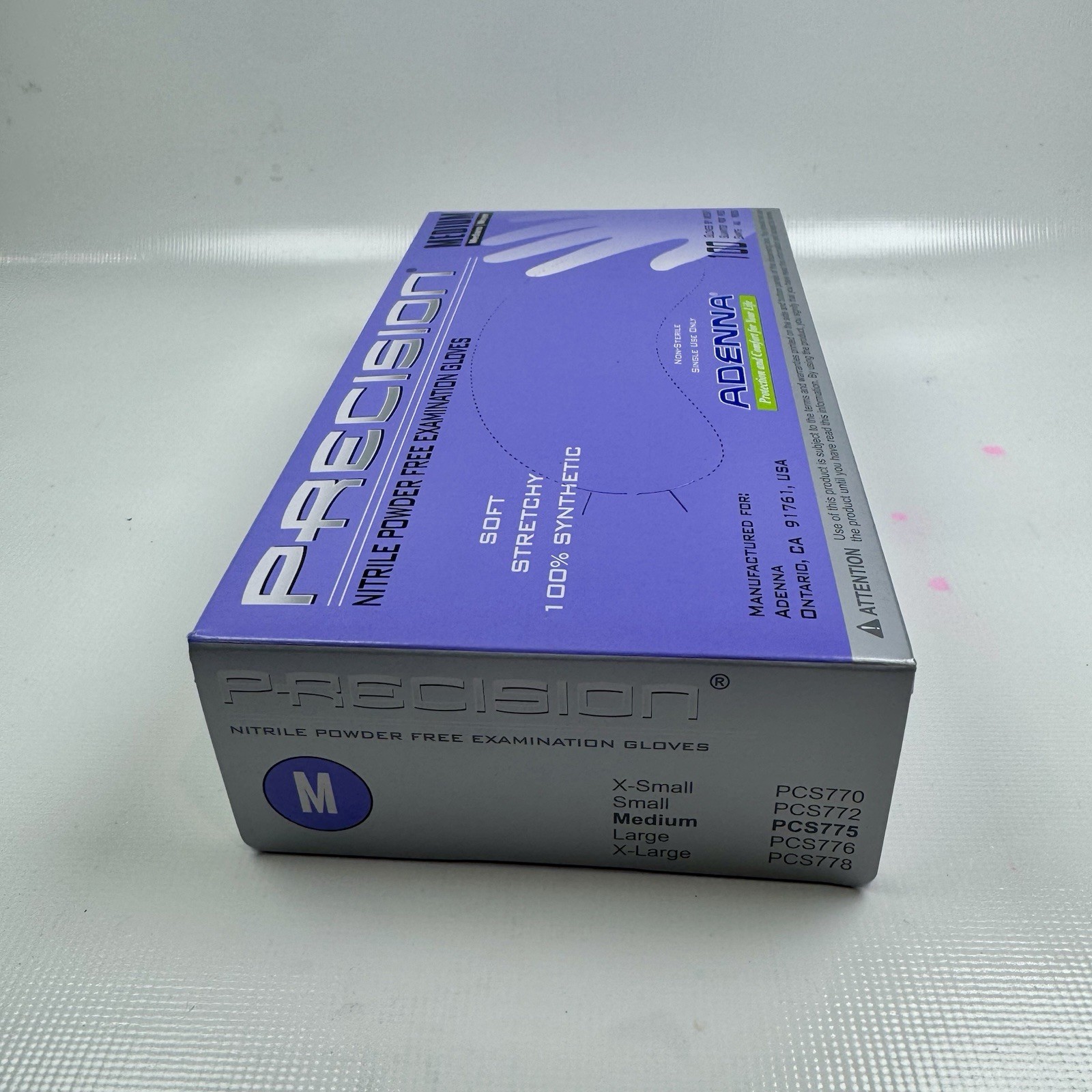 ADENNA Precision Nitrile Powder Free Examination Gloves Medium 100 Count Box