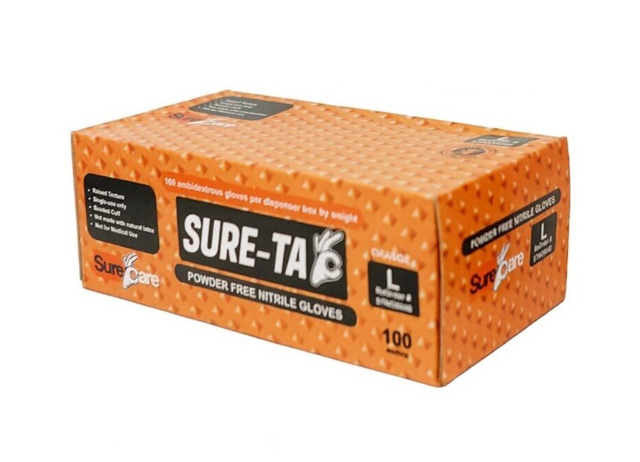 SureCare® 8 Mil Diamond Textured Orange Nitrile – Sure-Tac Disposable Gloves