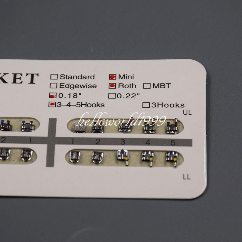 Dental Mini Roth .018 Slot 3-4-5 Hooks Orthodontic Metal Brackets Braces 50 Sets