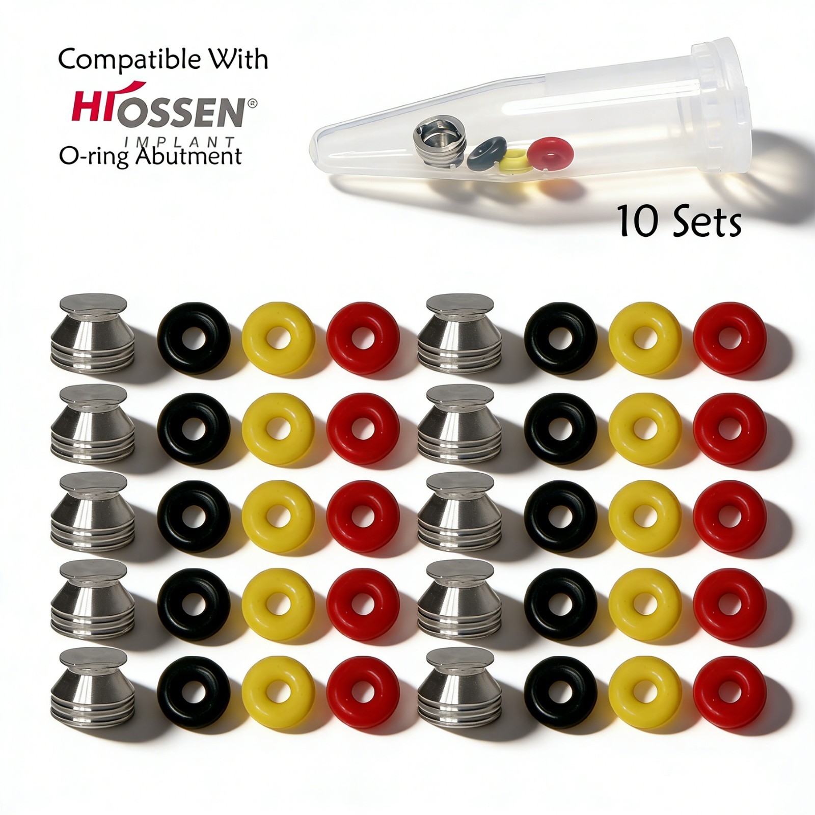 Dental Implant O-ring Retention Cap Kit For Hiossen/Osstem Ball Abutment 4pc/set