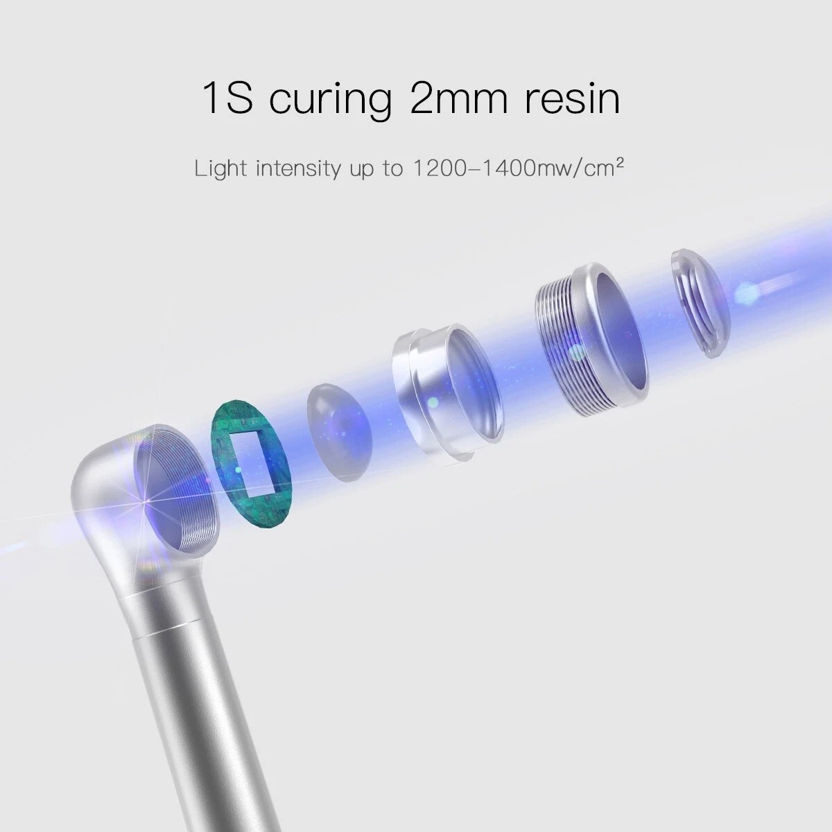 Cordless Dental LED Light Cure Lamp Metal Head 1S LED Curing Light Photopolymer
