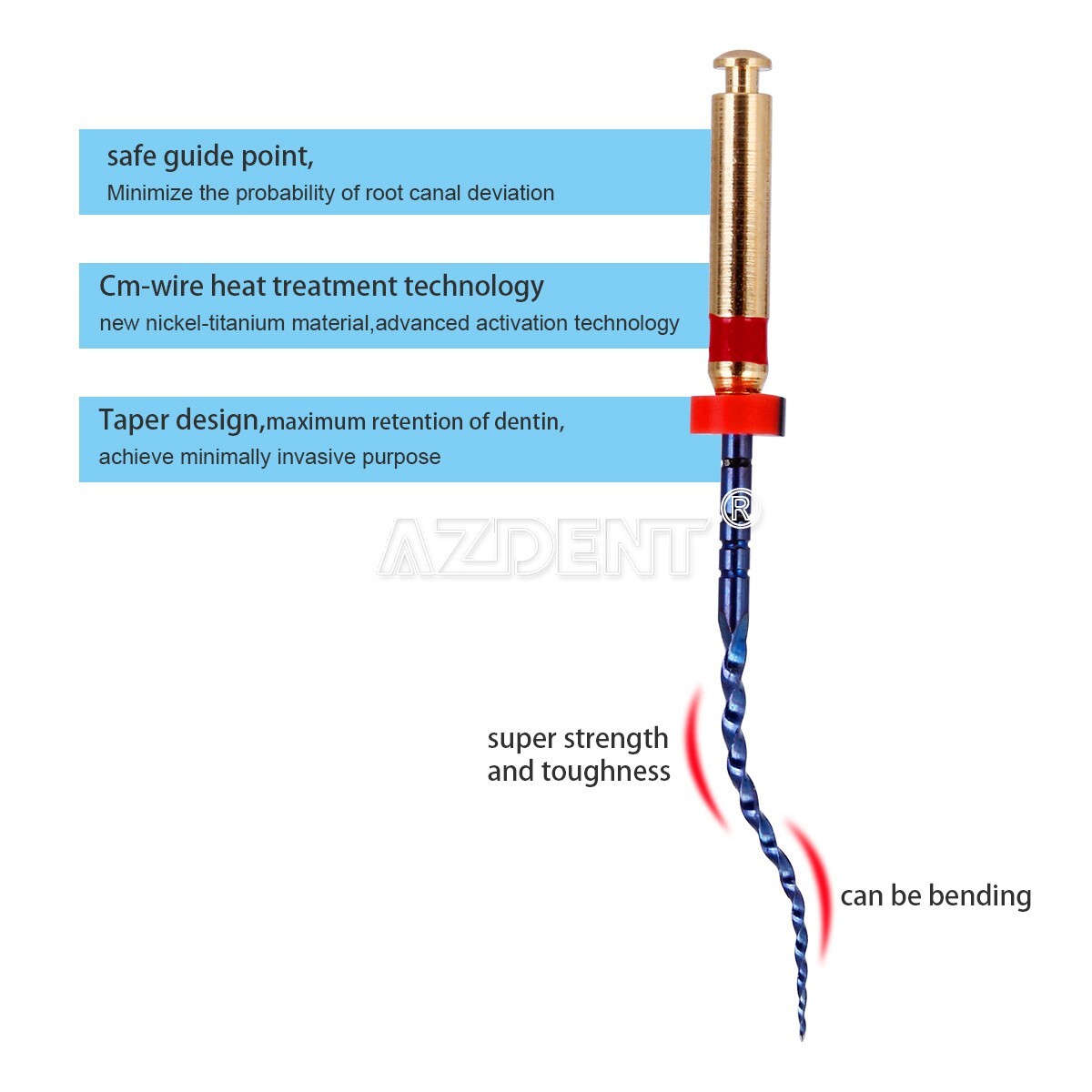 25MM Dental Endodontic Engine Use Gold/Heat Activated/NiTi Super Rotary Files